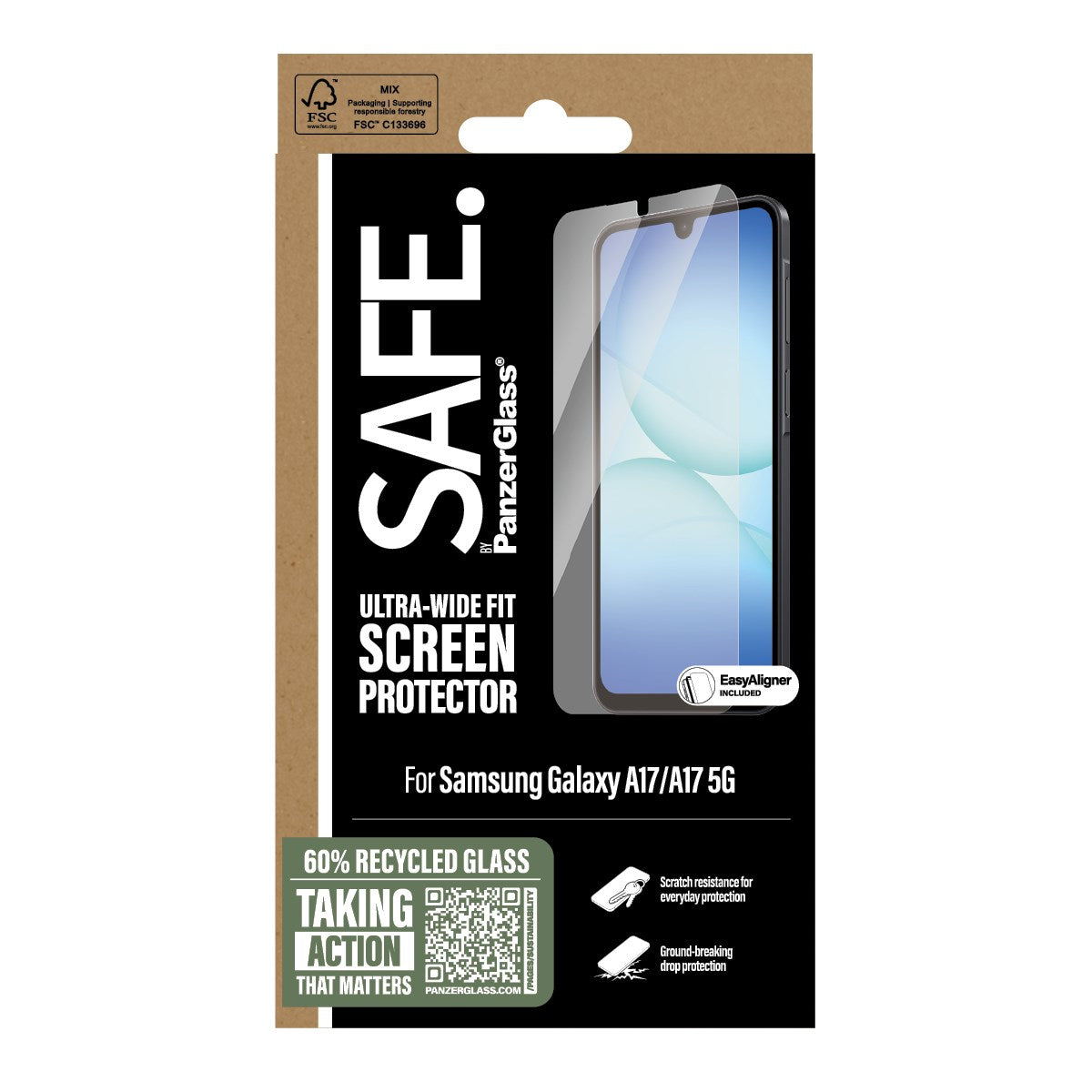 SAFE. by PanzerGlass® Displayschutz Samsung Galaxy A17 | A17 5G | Ultra-Wide Fit m. EasyAligner