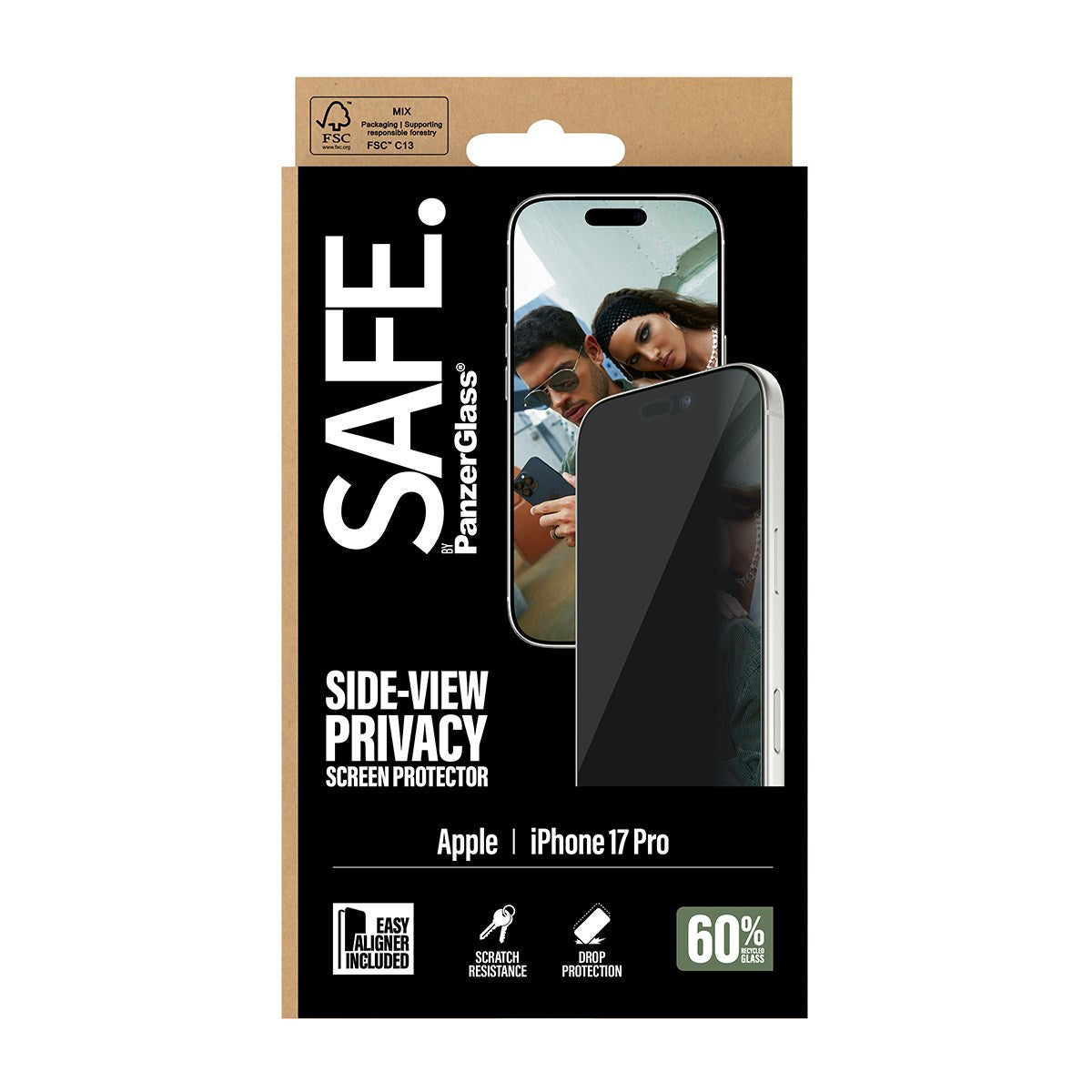 SAFE. by PanzerGlass® Privacy Displayschutz iPhone 17 Pro | Ultra-Wide Fit m. EasyAligner