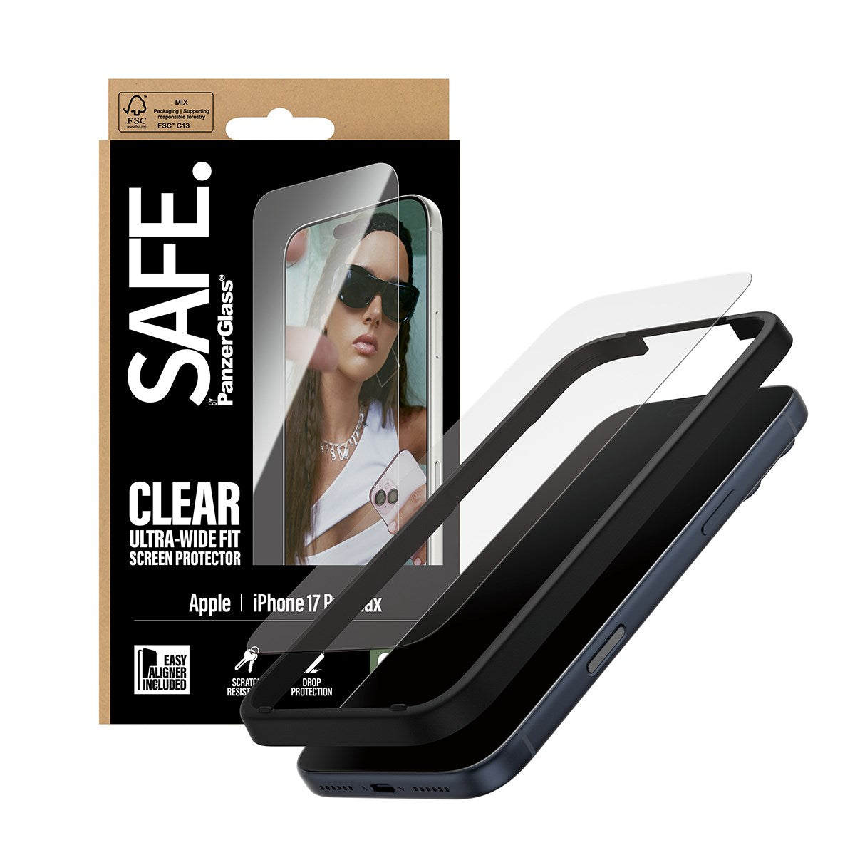 SAFE. by PanzerGlass® Displayschutz iPhone 17 Pro Max | Ultra-Wide Fit m. EasyAligner