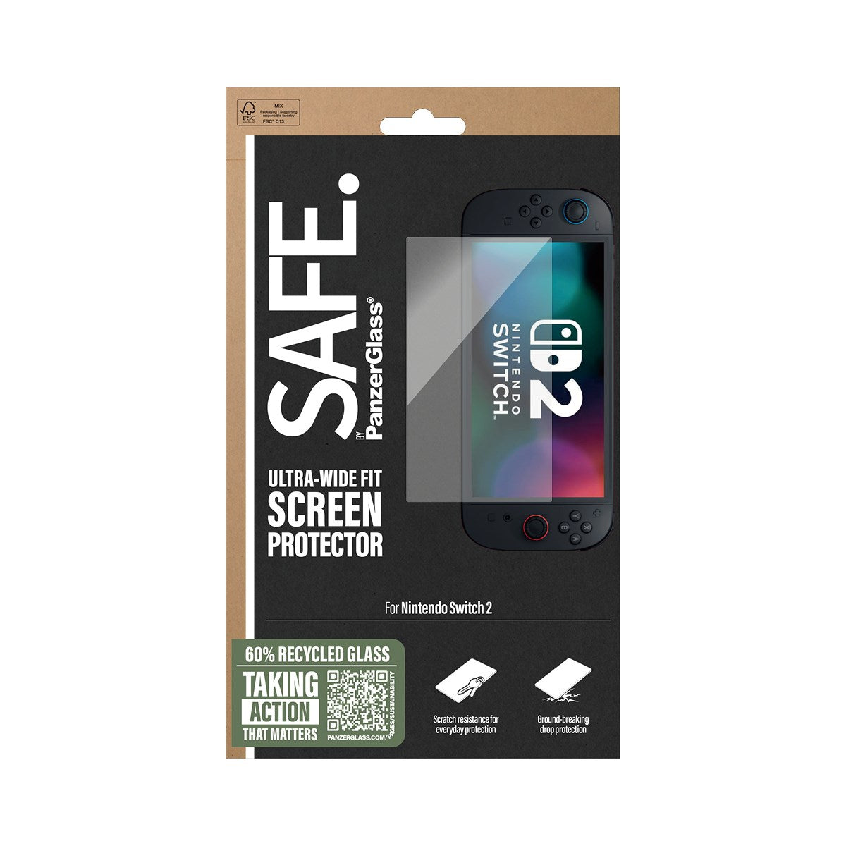 SAFE. by PanzerGlass® Displayschutz Nintendo Switch 2 | Ultra-Wide Fit