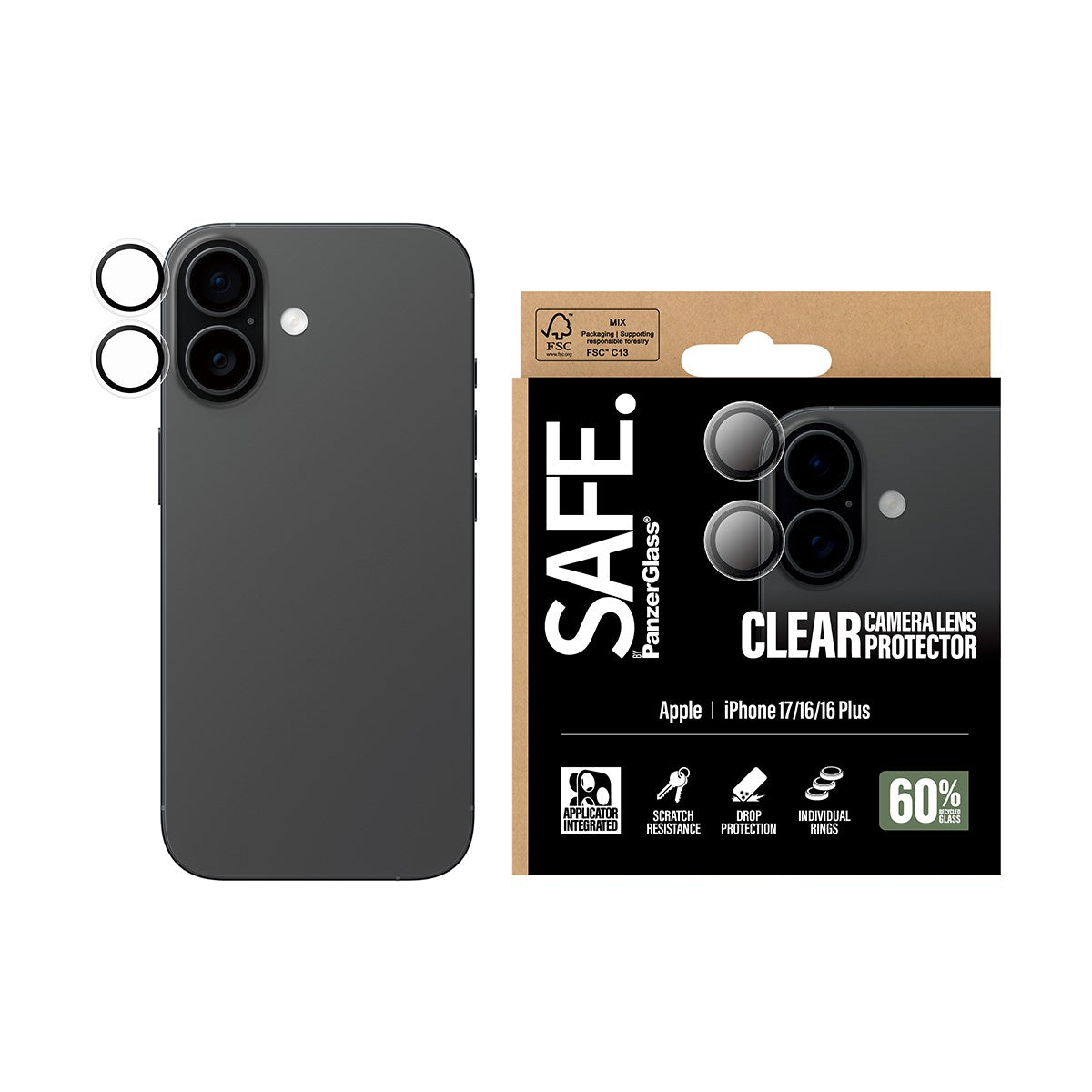 SAFE. by PanzerGlass® Kameraschutz Transparent iPhone 17 | iPhone 16 | 16 Plus