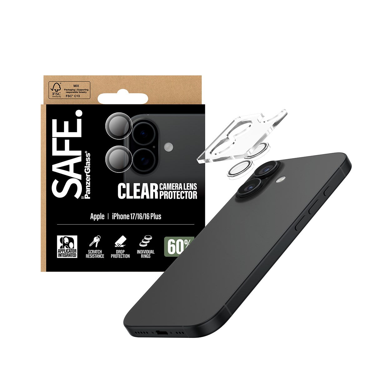 SAFE. by PanzerGlass® Kameraschutz Transparent iPhone 17 | iPhone 16 | 16 Plus