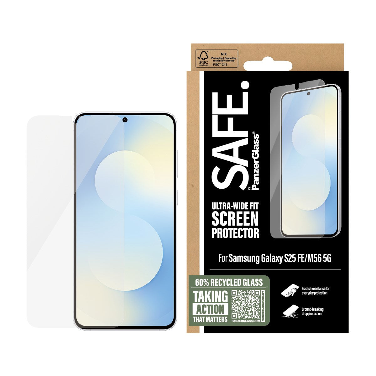 SAFE. by PanzerGlass® Displayschutz Samsung Galaxy S25 FE 5G | M56 5G | Ultra-Wide Fit
