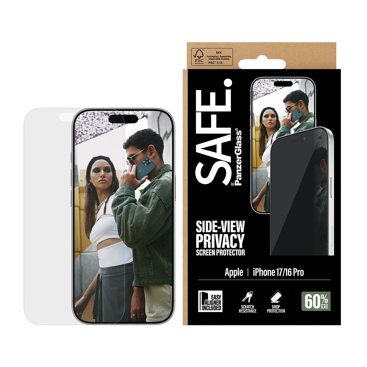 SAFE. by PanzerGlass® Privacy Displayschutz iPhone 17 | iPhone 16 Pro | Ultra-Wide Fit m. EasyAligner