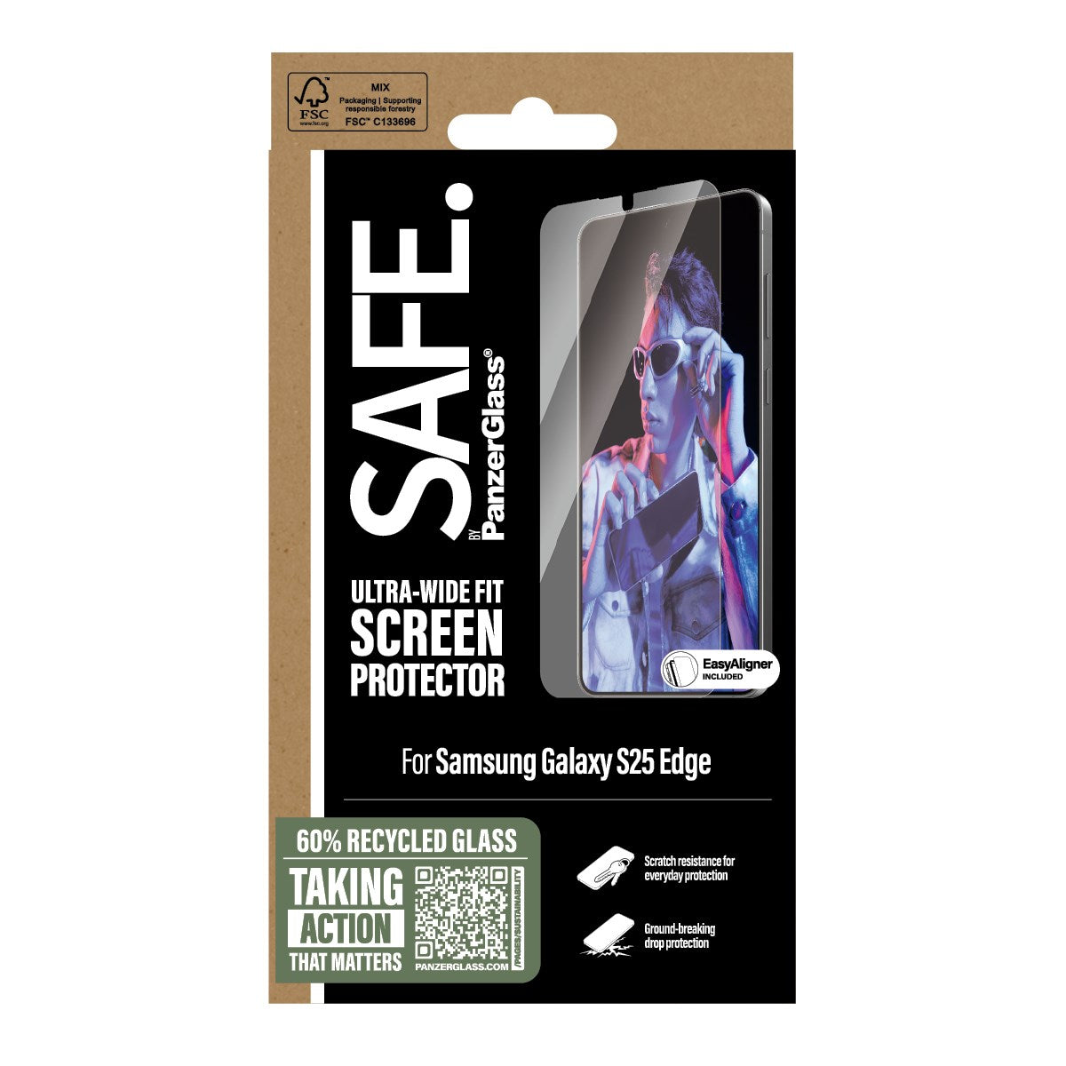 SAFE. by PanzerGlass® Displayschutz Samsung S25 Edge | Ultra-Wide Fit