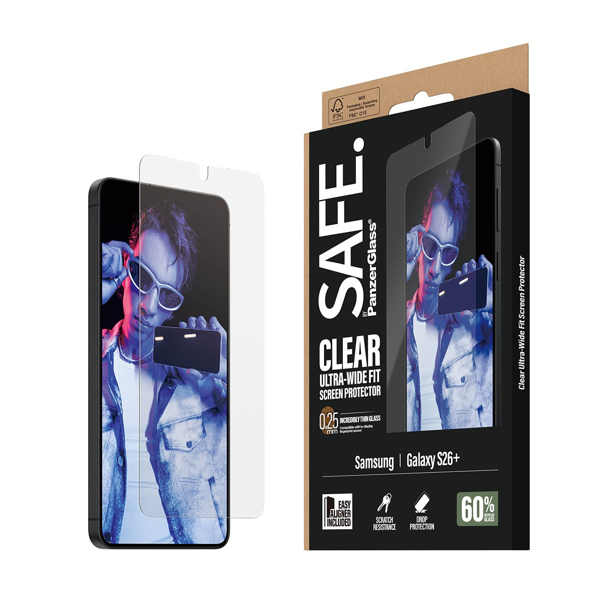 SAFE. by PanzerGlass® Displayschutz Samsung Galaxy S26+ | Ultra-Wide Fit m. EasyAligner
