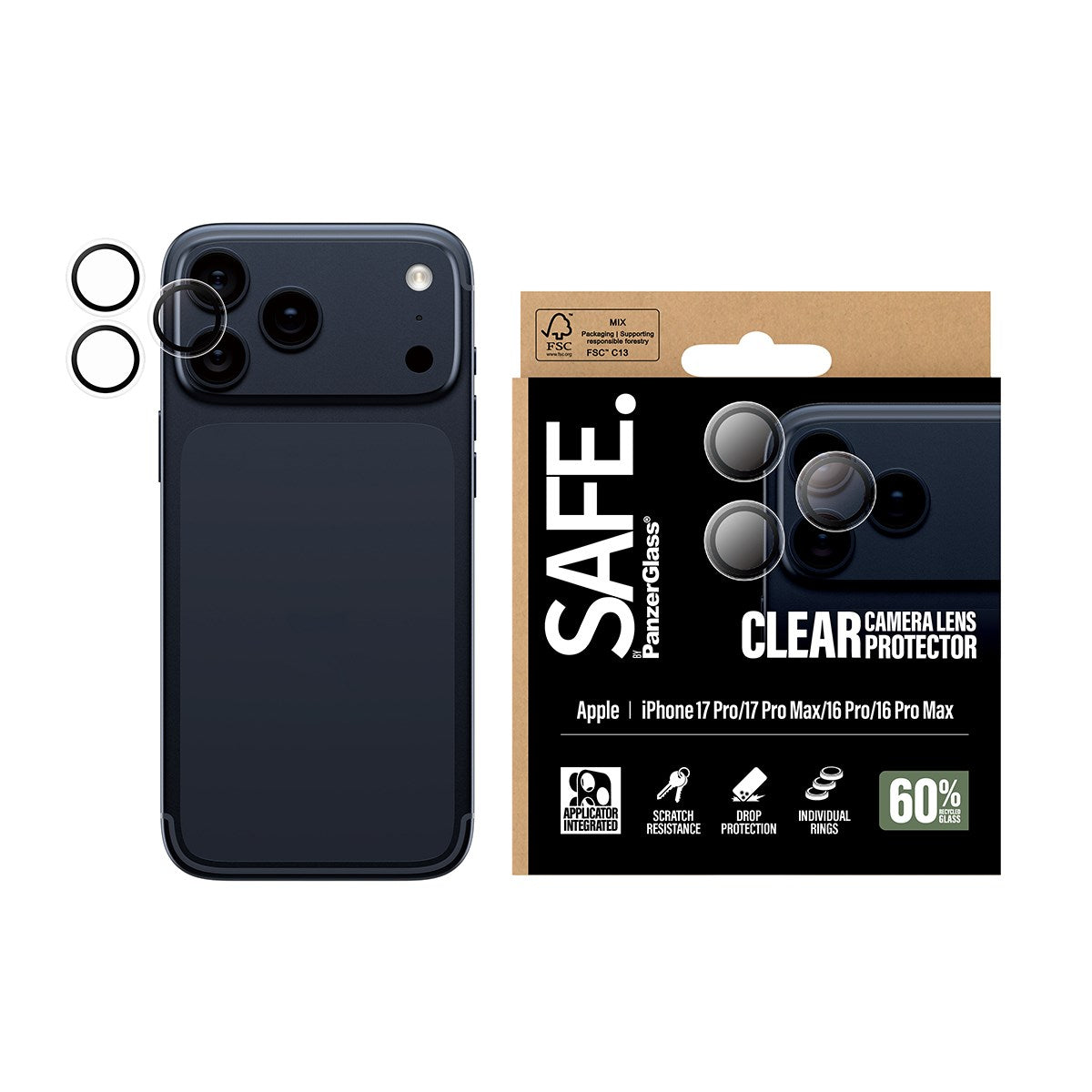 SAFE. by PanzerGlass® Kameraschutz Transparent iPhone 17 Pro | iPhone 17 Pro Max | iPhone 16 Pro | 16 Pro Max
