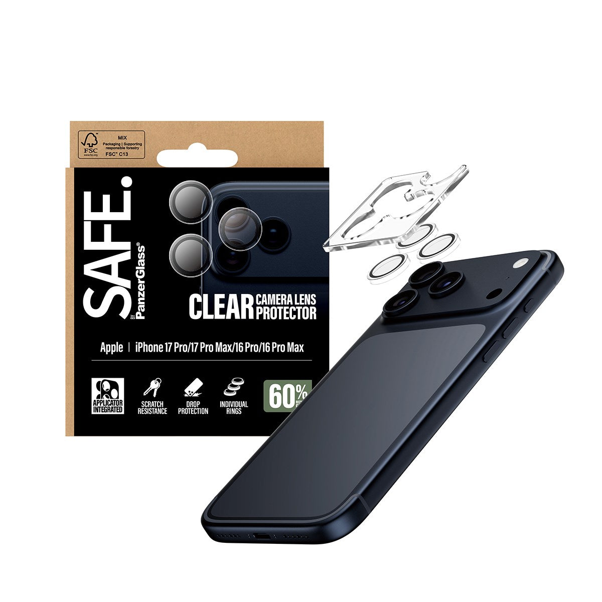 SAFE. by PanzerGlass® Kameraschutz Transparent iPhone 17 Pro | iPhone 17 Pro Max | iPhone 16 Pro | 16 Pro Max