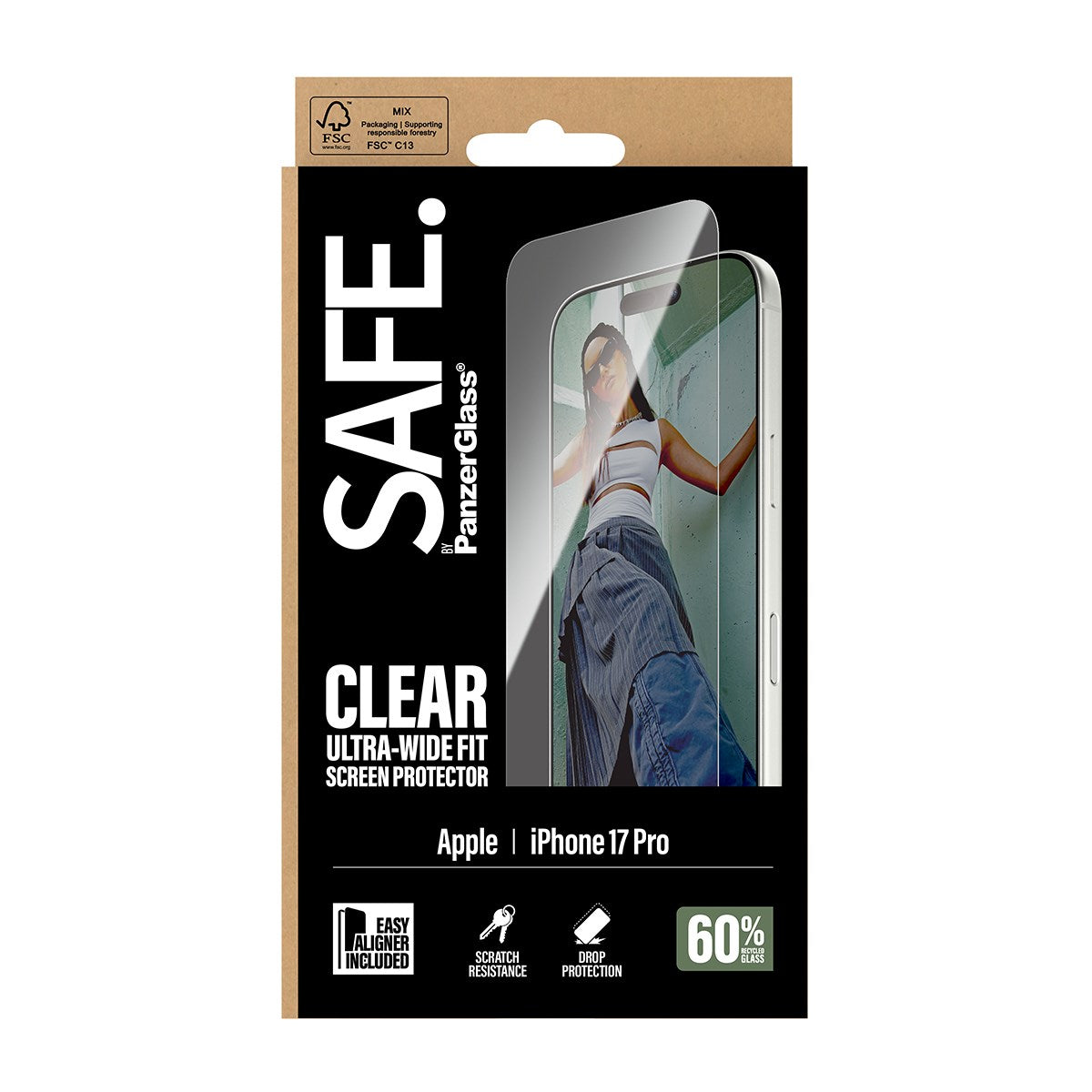 SAFE. by PanzerGlass® Displayschutz iPhone 17 Pro | Ultra-Wide Fit m. EasyAligner