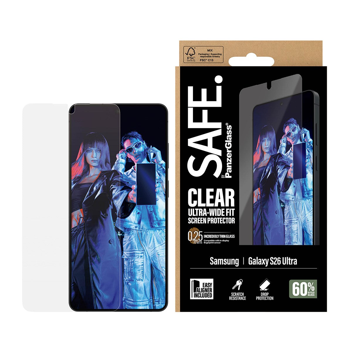 SAFE. by PanzerGlass® Displayschutz Samsung Galaxy S26 Ultra | Ultra-Wide Fit m. EasyAligner