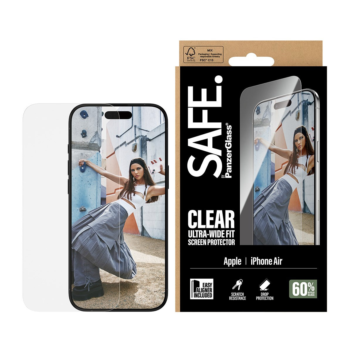 SAFE. by PanzerGlass® Displayschutz iPhone Air | Ultra-Wide Fit m. EasyAligner