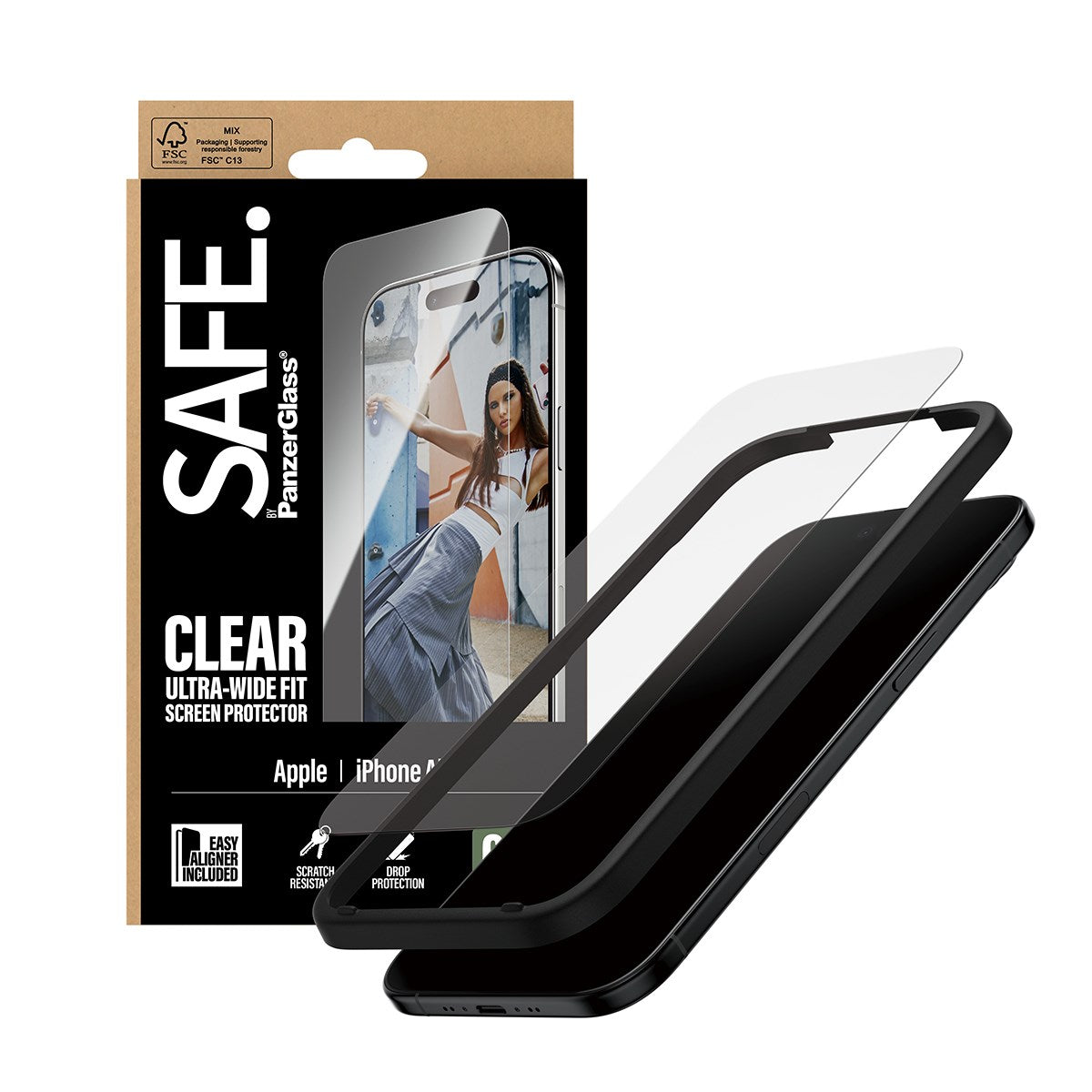 SAFE. by PanzerGlass® Displayschutz iPhone Air | Ultra-Wide Fit m. EasyAligner