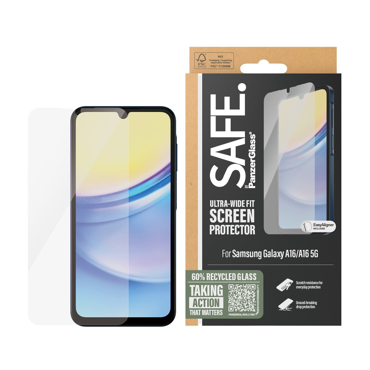 SAFE. by PanzerGlass® Displayschutz Samsung Galaxy A16 | A16 5G | Ultra-Wide Fit