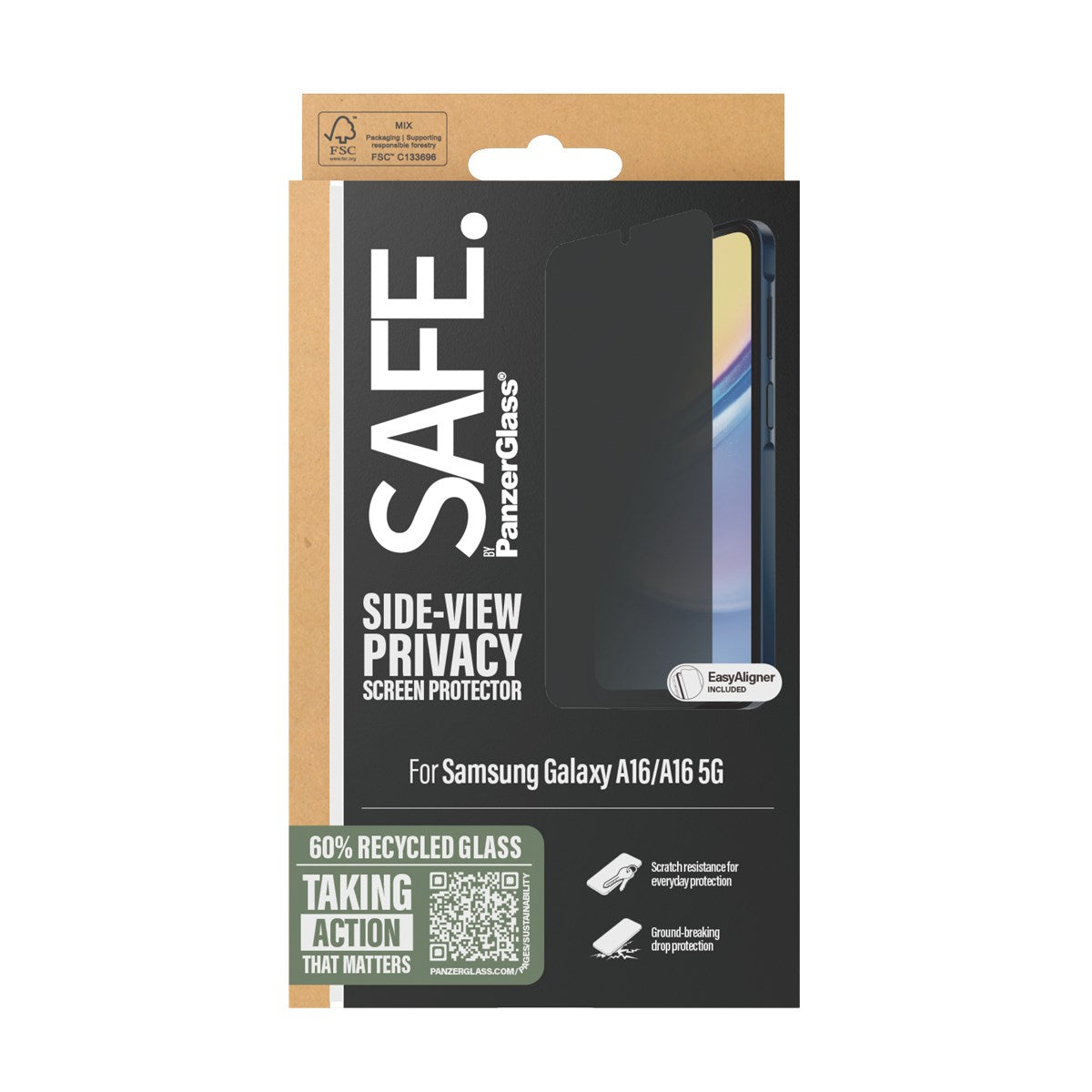 SAFE. by PanzerGlass® 2-Way Privacy Displayschutz Samsung Galaxy A16 | A16 5G | Ultra-Wide Fit