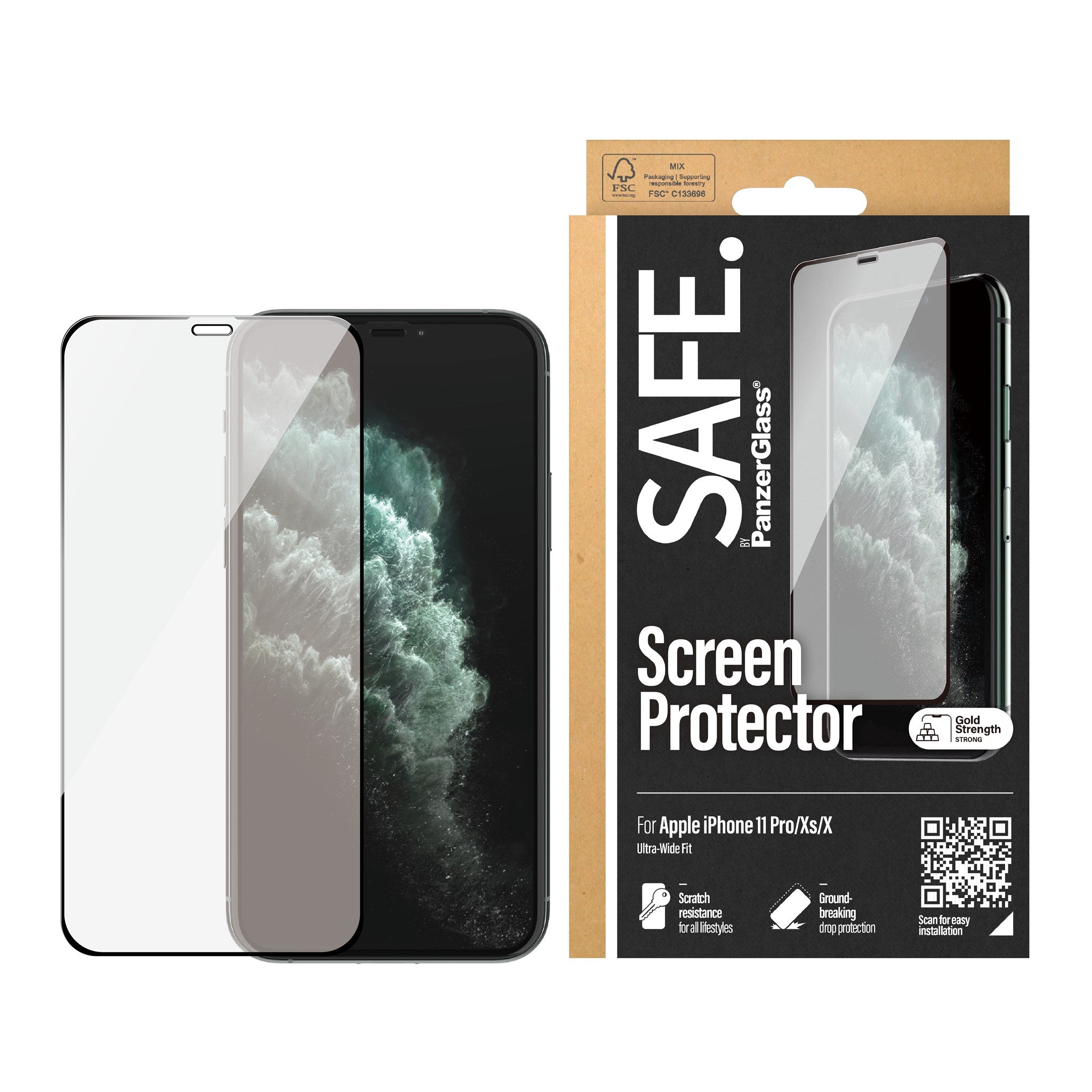 SAFE. by PanzerGlass® Displayschutzglas iPhone X | Xs | 11 Pro | Edge-to-Edge