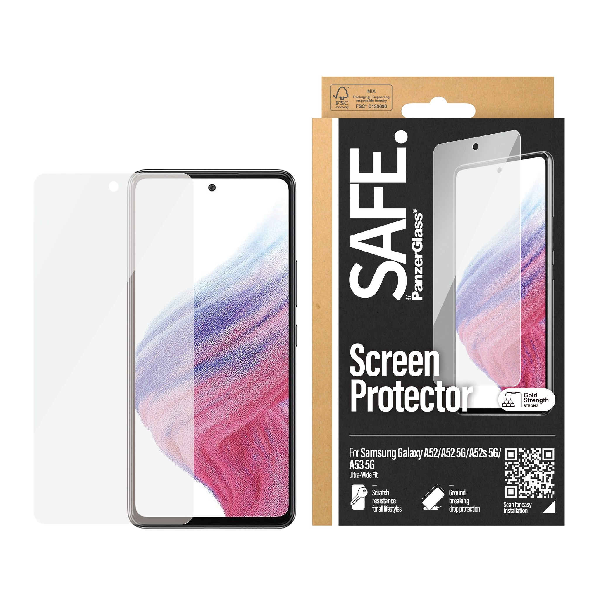 SAFE. by PanzerGlass® Displayschutz Samsung Galaxy A52 | A52 5G | A52s 5G | A53 5G | Ultra-Wide Fit