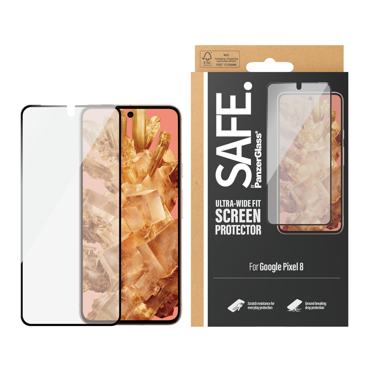 SAFE. by PanzerGlass® Displayschutz Google Pixel 8 | Ultra-Wide Fit