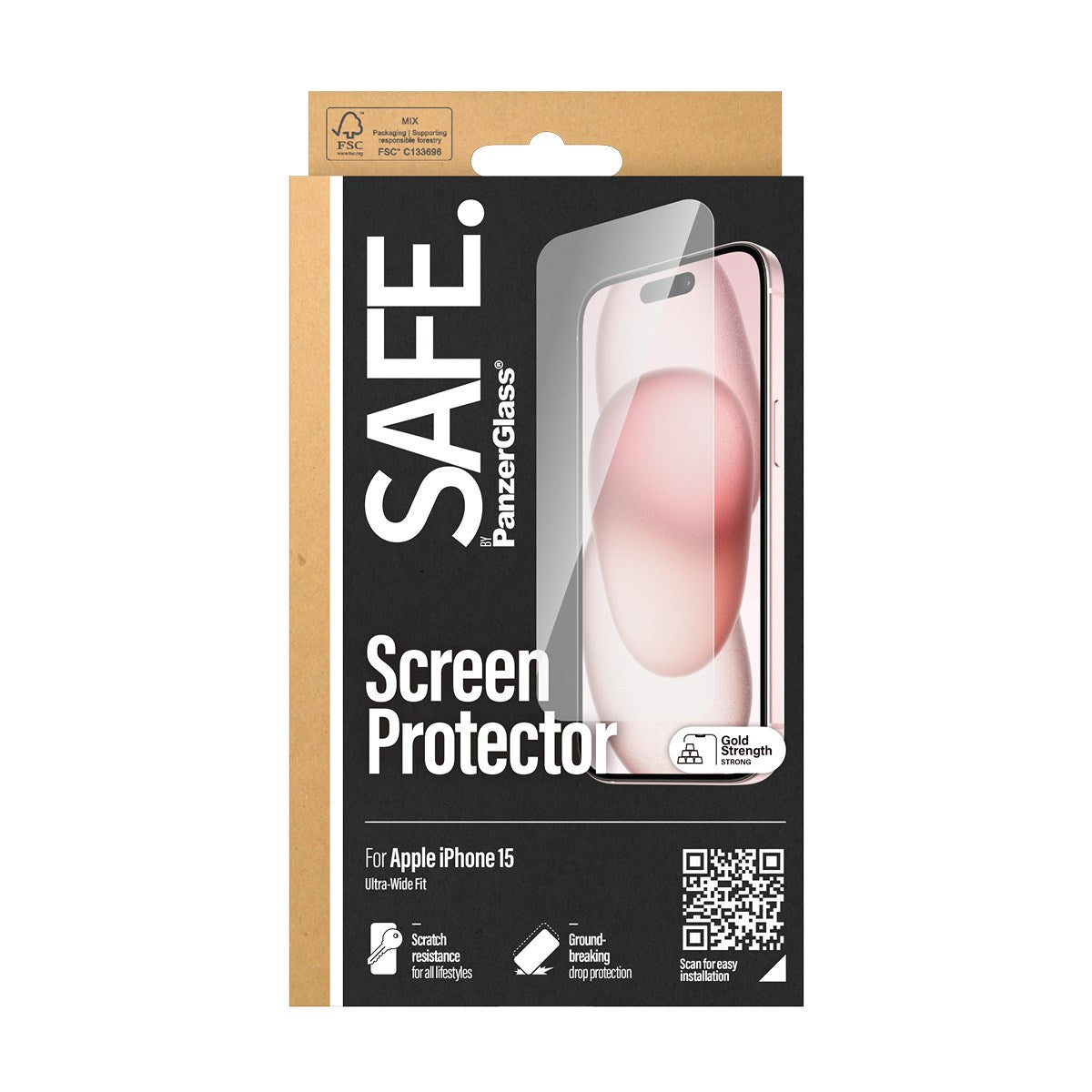 SAFE. by PanzerGlass® Displayschutz iPhone 15 | Ultra-Wide Fit