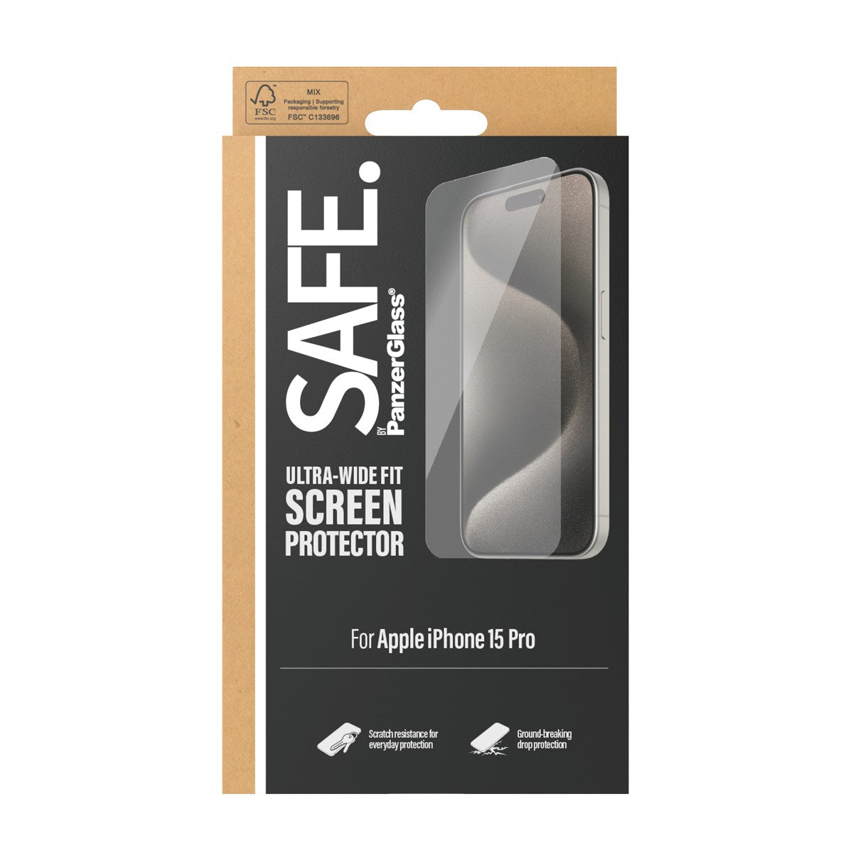 SAFE. by PanzerGlass® Displayschutz iPhone 15 Pro | Ultra-Wide Fit