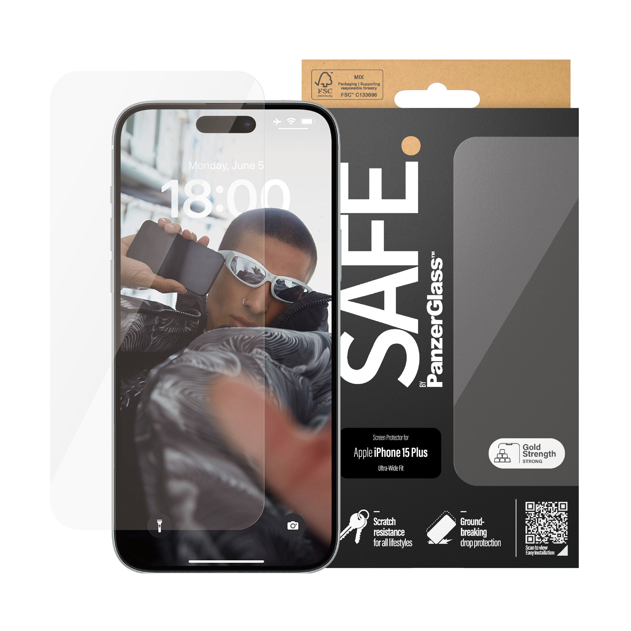 SAFE. by PanzerGlass® Displayschutz iPhone 15 Plus | Ultra-Wide Fit