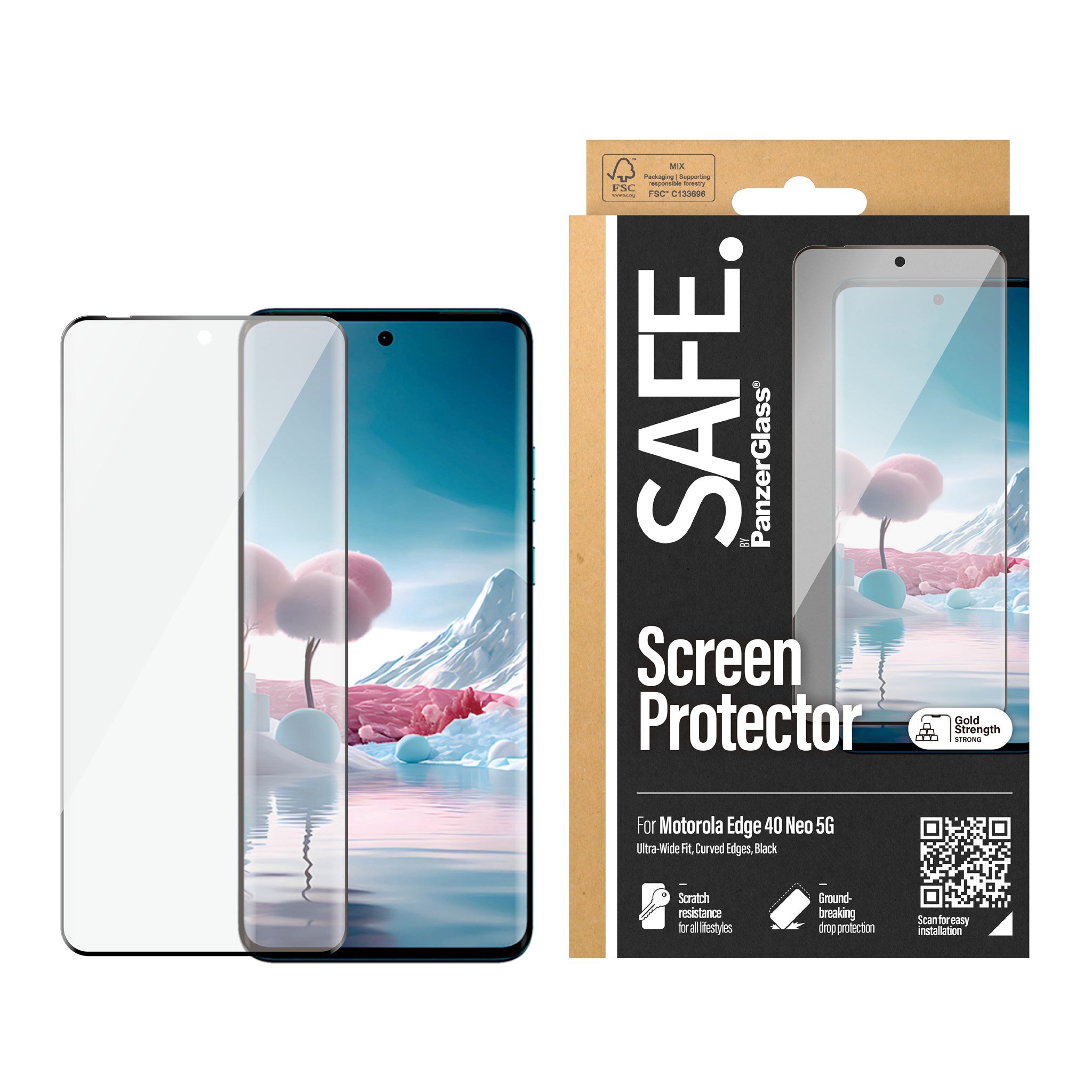 SAFE. by PanzerGlass® Displayschutz Motorola Edge 40 Neo | Ultra-Wide Fit