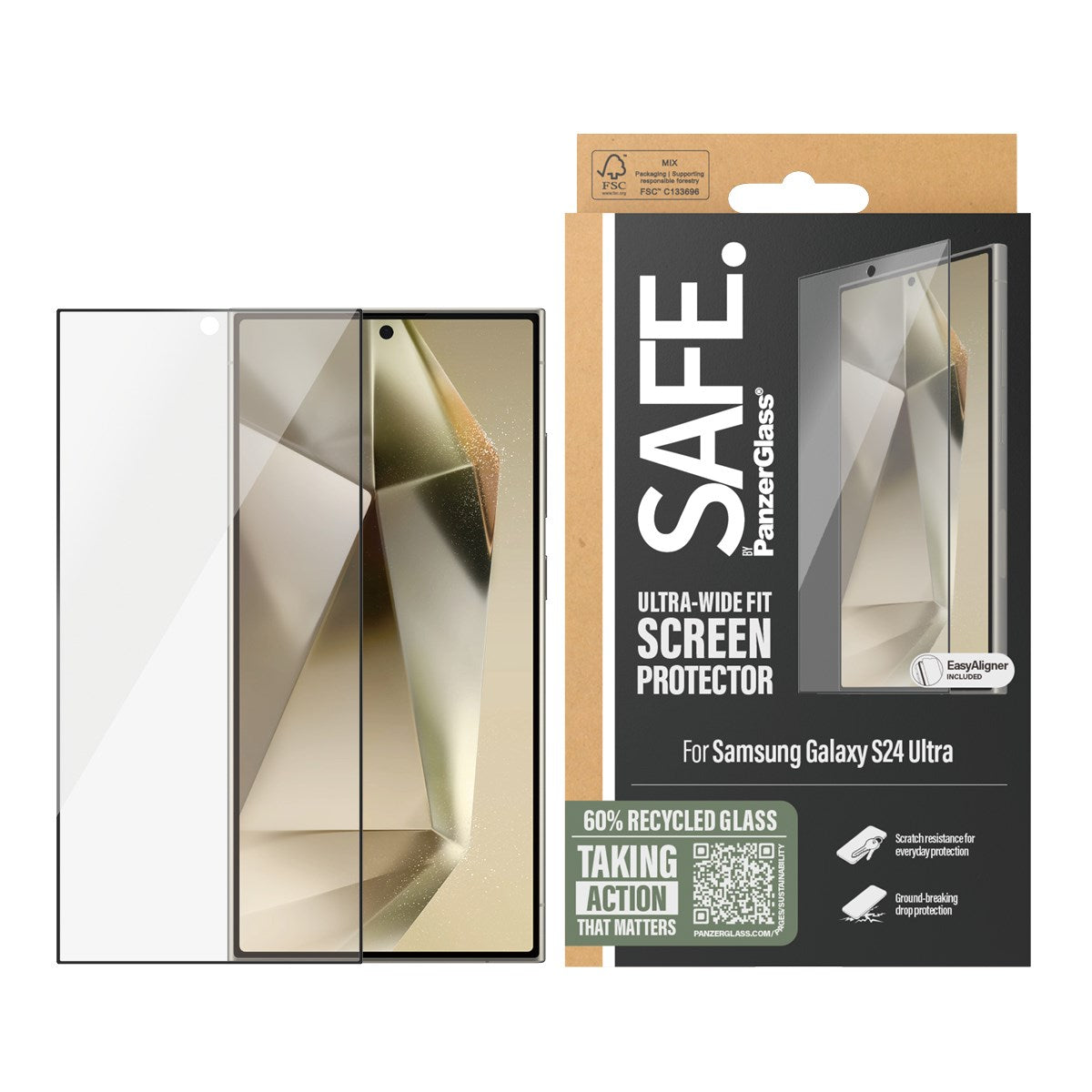 SAFE. by PanzerGlass® Displayschutz Samsung Galaxy S24 Ultra | Ultra-Wide Fit m. EasyAligner