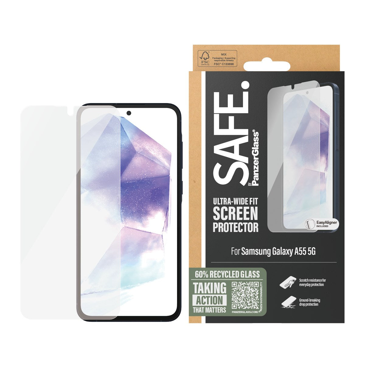SAFE. by PanzerGlass® Displayschutz Samsung Galaxy A55 5G | Ultra-Wide Fit