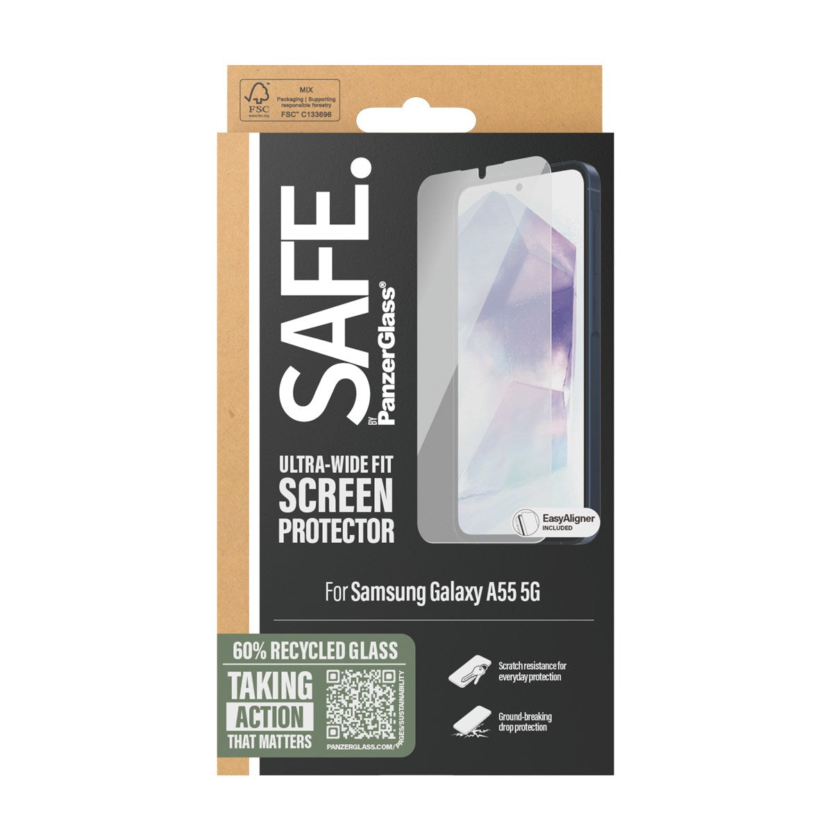 SAFE. by PanzerGlass® Displayschutz Samsung Galaxy A55 5G | Ultra-Wide Fit