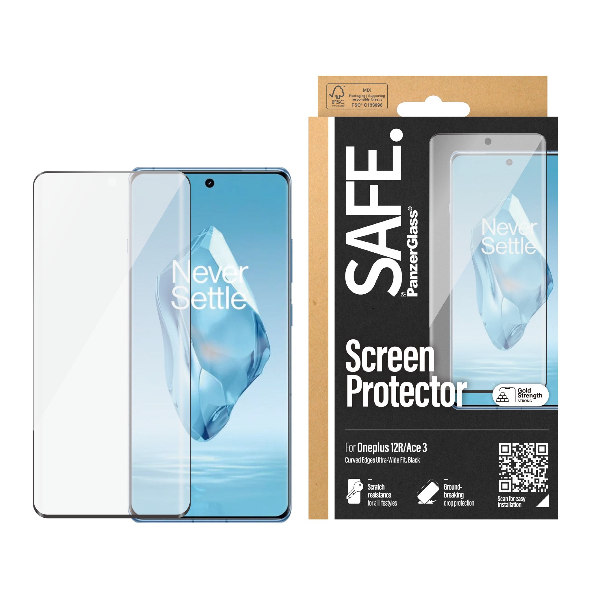 SAFE. by PanzerGlass® Displayschutz OnePlus 12R | Ultra-Wide Fit