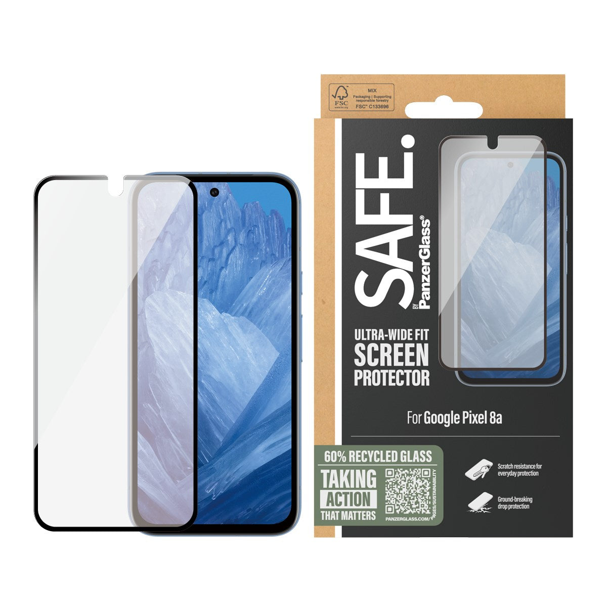 SAFE. by PanzerGlass® Displayschutz Google Pixel 8a | Ultra-Wide Fit