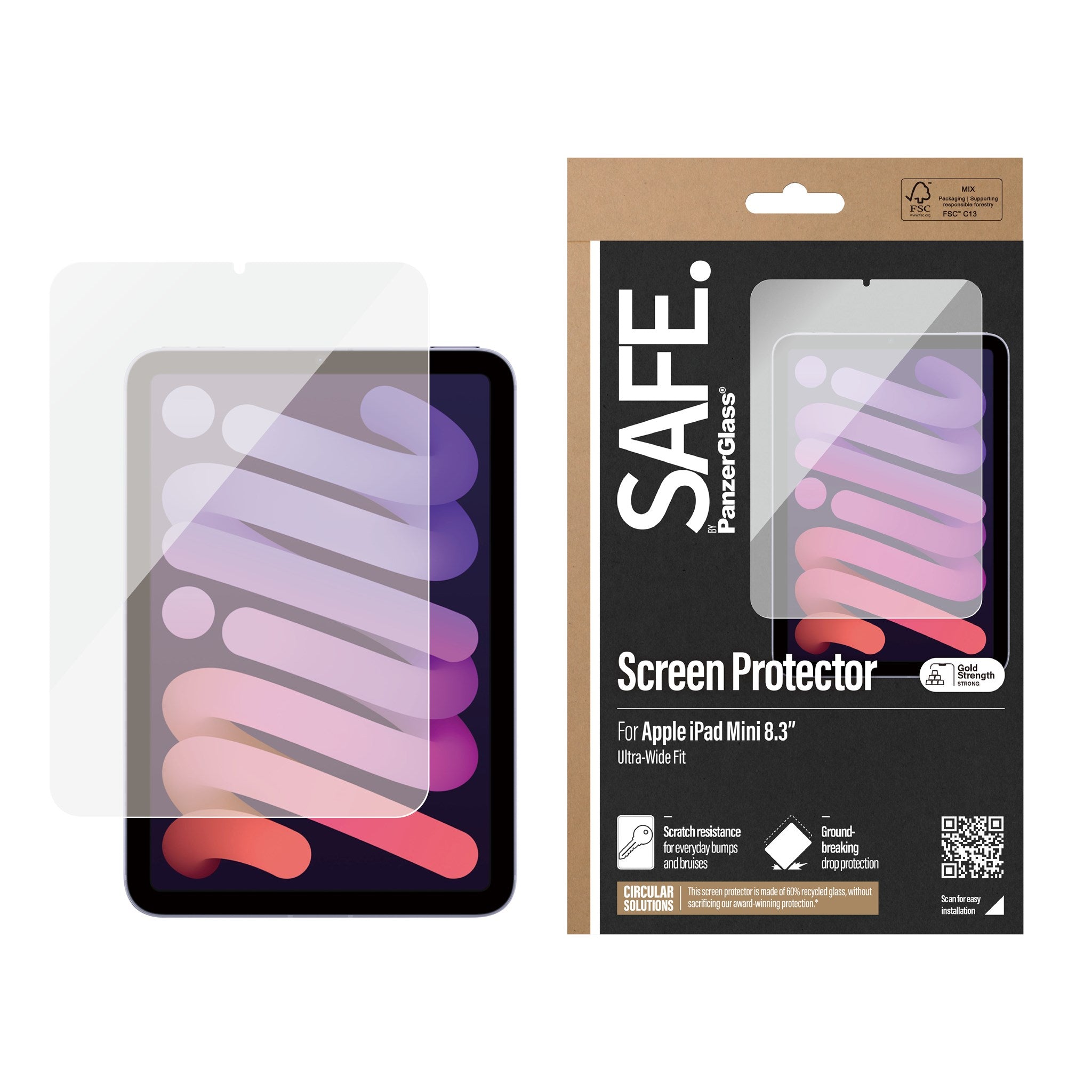 SAFE. by PanzerGlass® Displayschutz iPad Mini 8.3'' (2021, 2024) | Ultra-Wide Fit