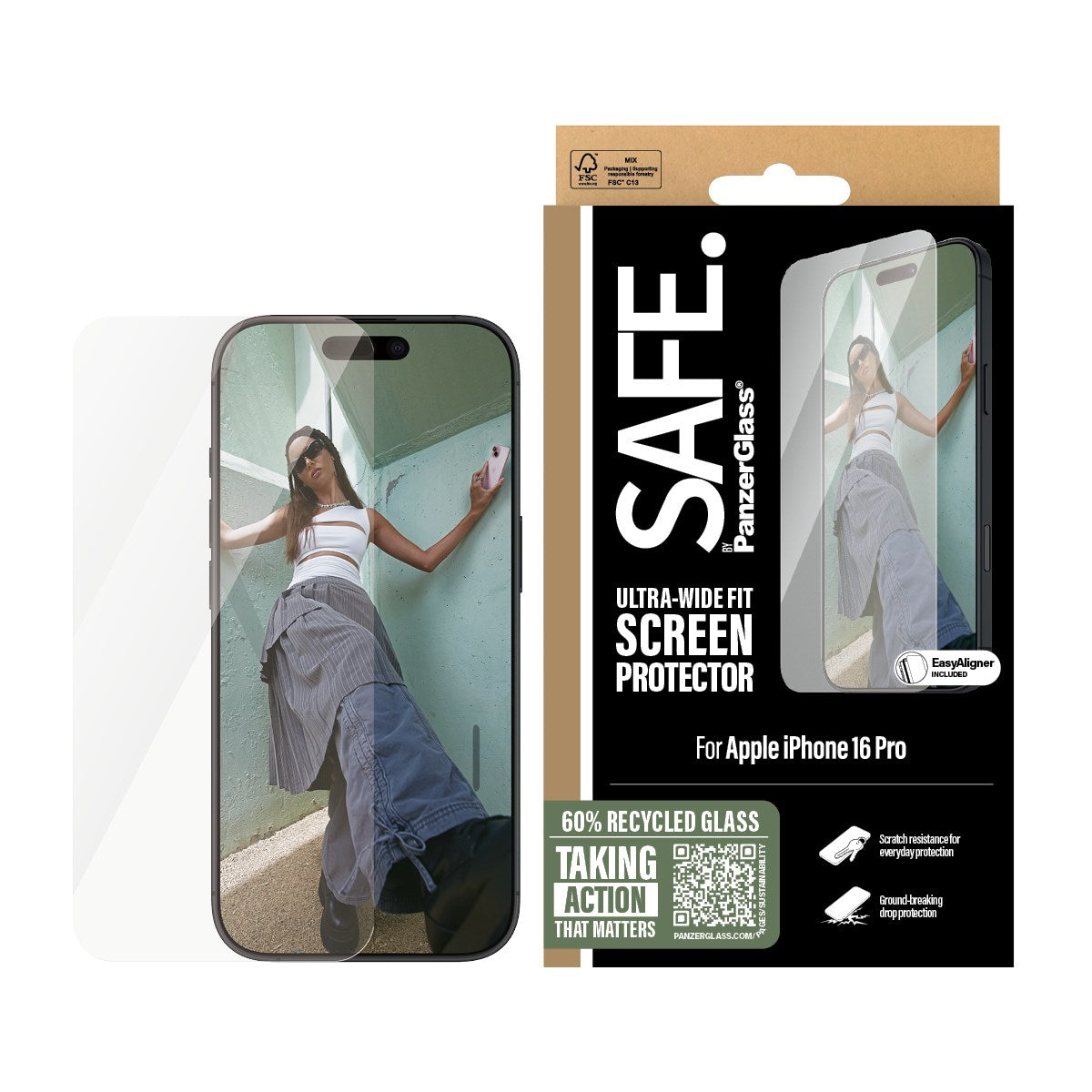 SAFE. by PanzerGlass® Displayschutz iPhone 16 Pro | Ultra-Wide Fit