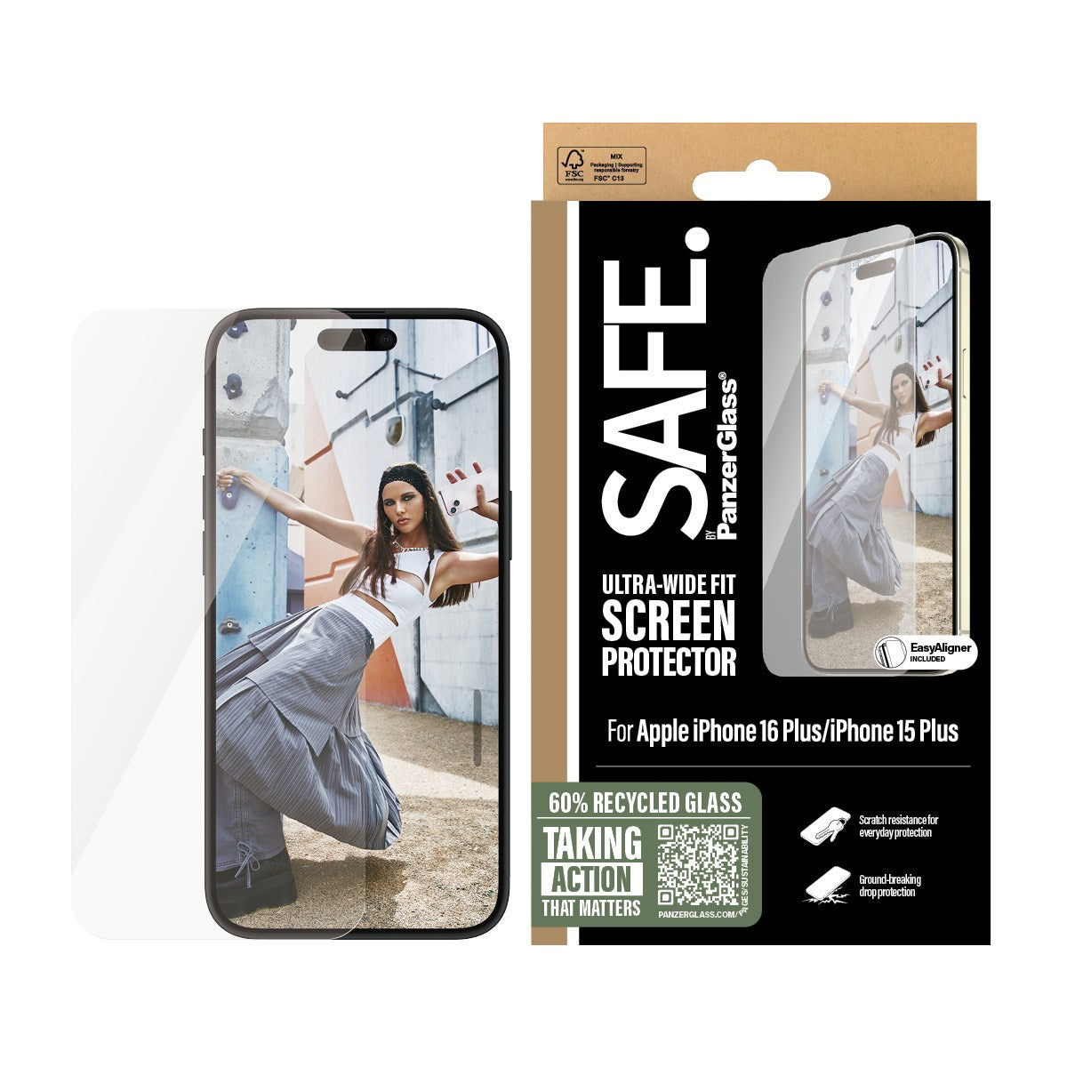 SAFE. by PanzerGlass® Displayschutz iPhone 16 Plus | 15 Plus | Ultra-Wide Fit