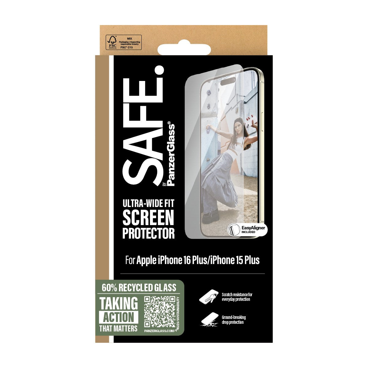 SAFE. by PanzerGlass® Displayschutz iPhone 16 Plus | 15 Plus | Ultra-Wide Fit