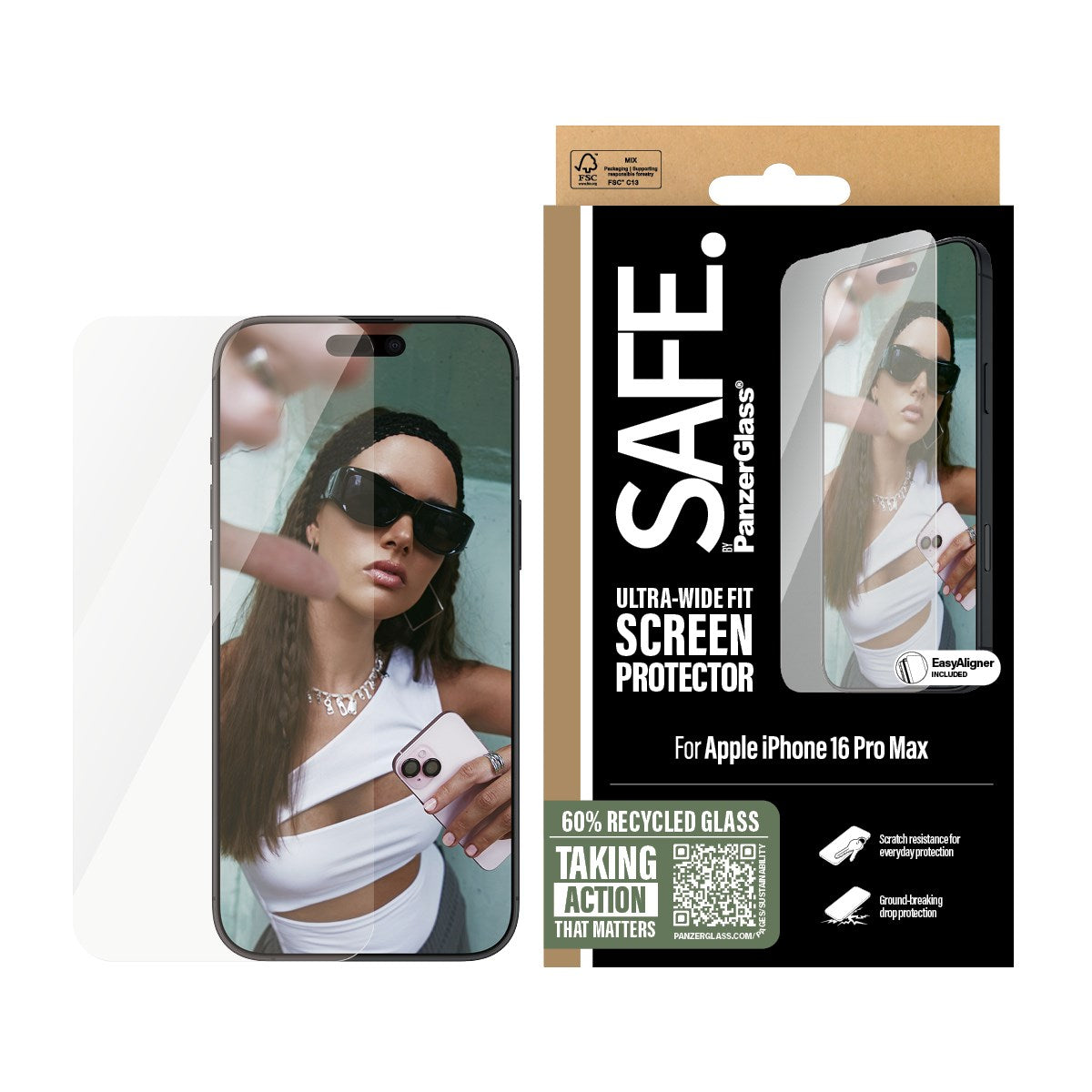 SAFE. by PanzerGlass® Displayschutz iPhone 16 Pro Max | Ultra-Wide Fit