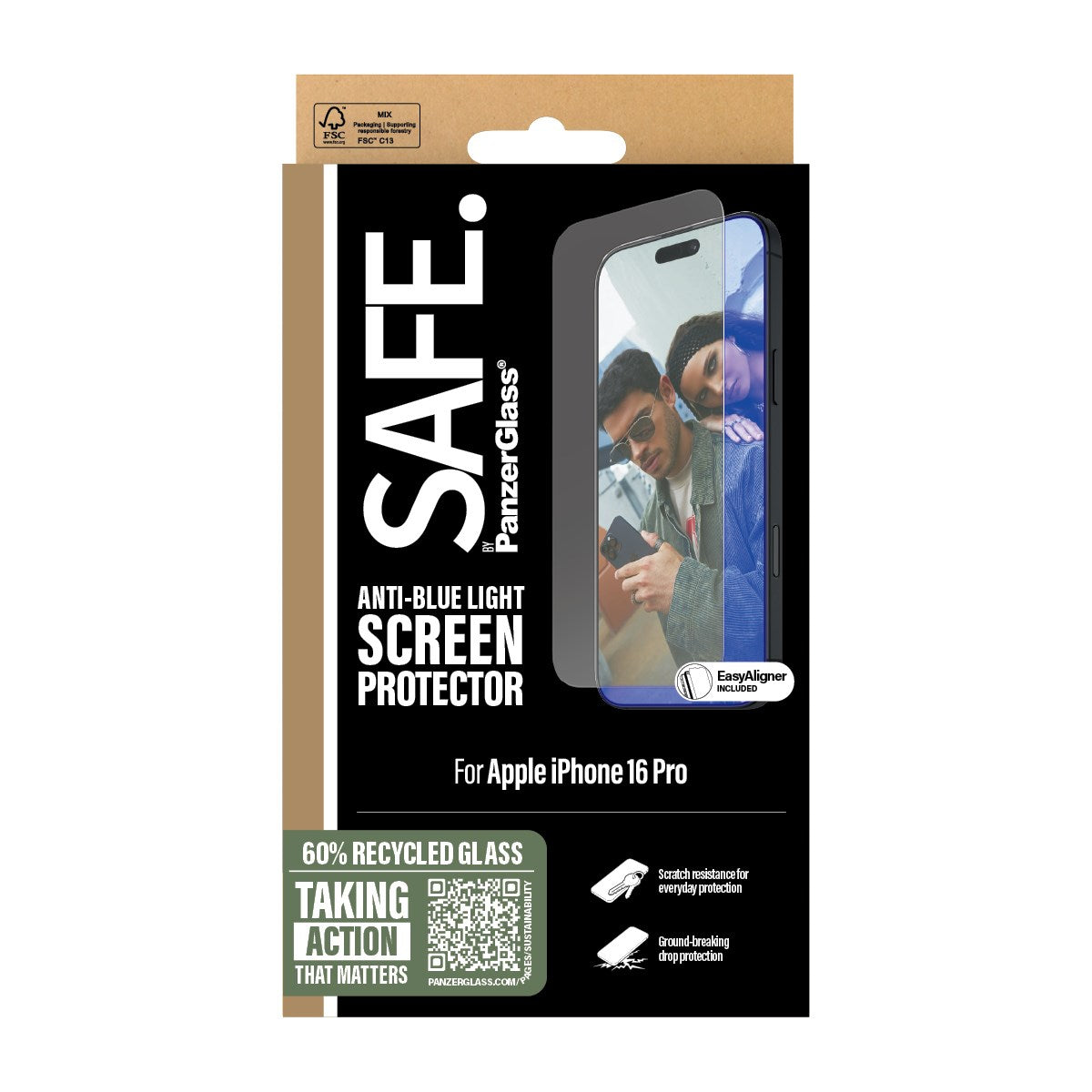 SAFE. by PanzerGlass® Anti-Blue Light Displayschutz iPhone 16 Pro | Ultra-Wide Fit