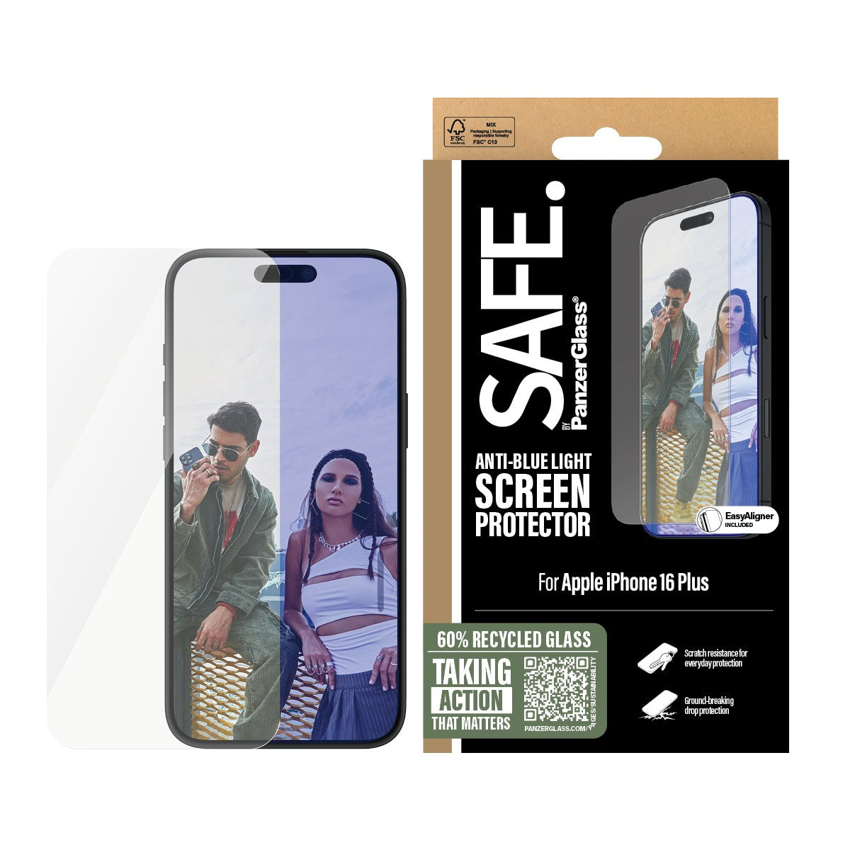 SAFE. by PanzerGlass® Anti-Blue Light Displayschutz iPhone 16 Plus | 15 Plus | Ultra-Wide Fit