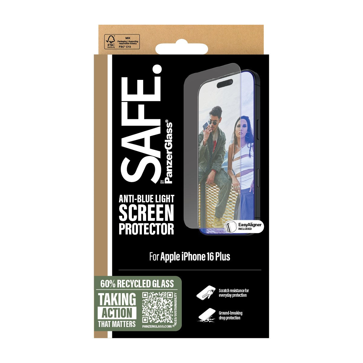 SAFE. by PanzerGlass® Anti-Blue Light Displayschutz iPhone 16 Plus | 15 Plus | Ultra-Wide Fit