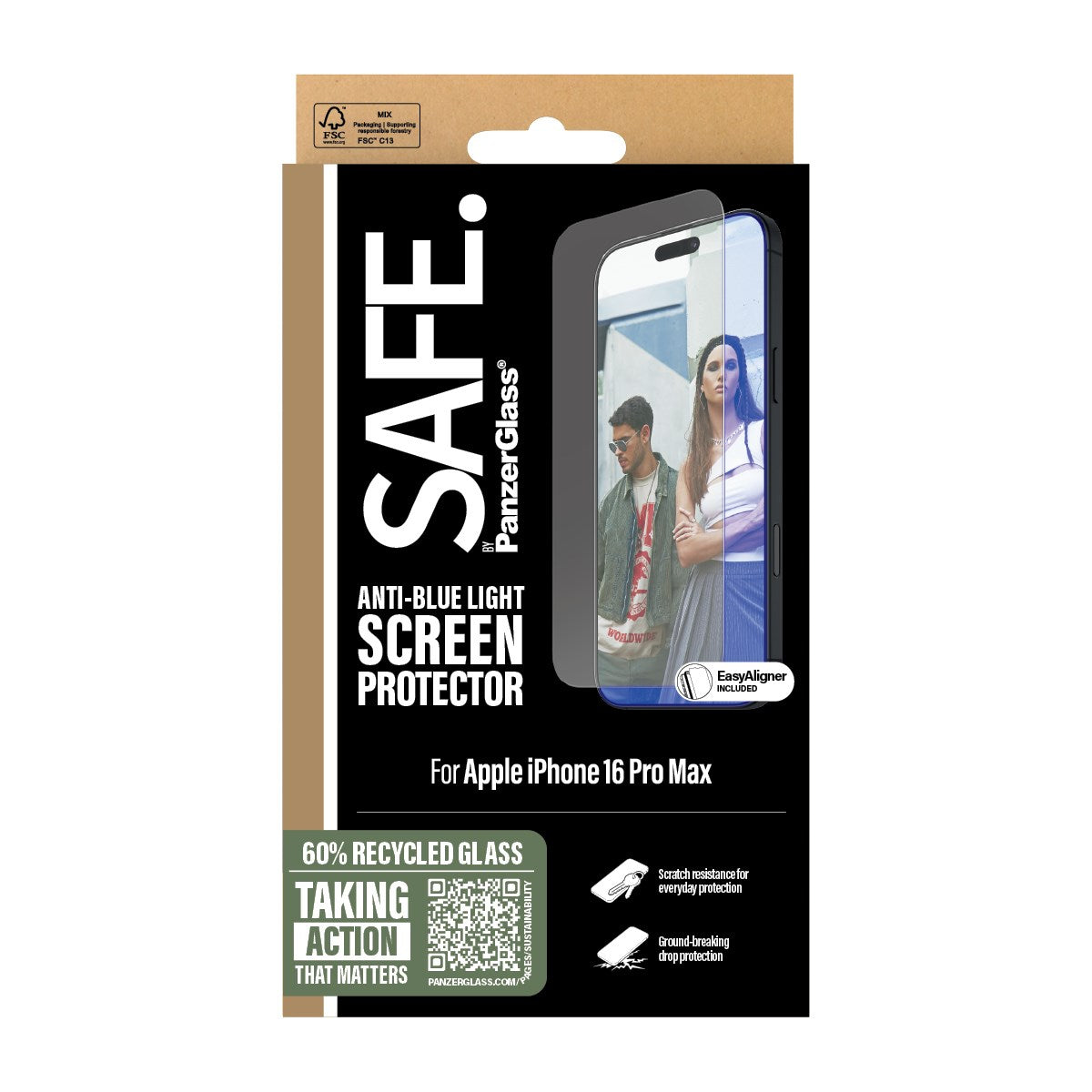 SAFE. by PanzerGlass® Anti-Blue Light Displayschutz iPhone 16 Pro Max | Ultra-Wide Fit