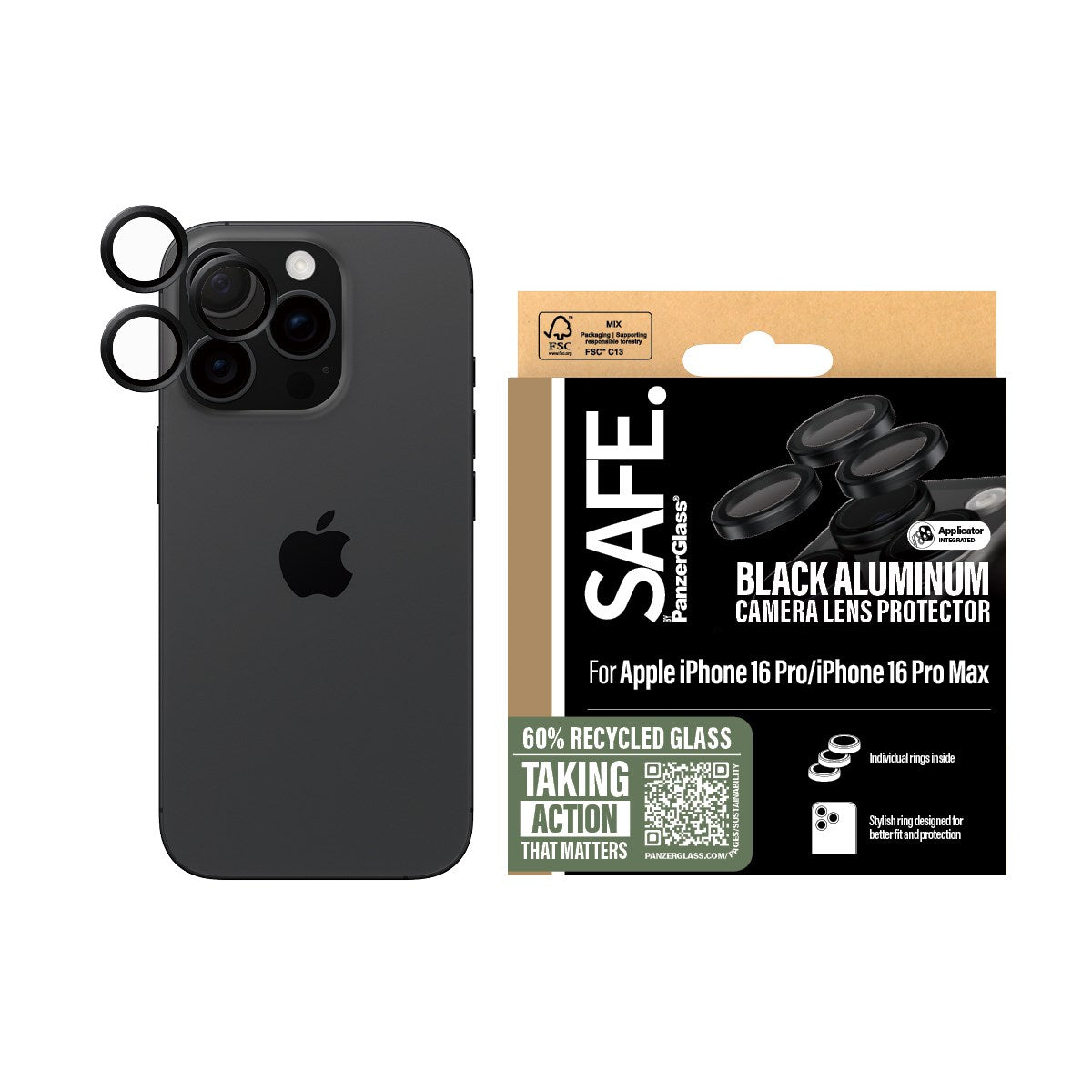 SAFE. by PanzerGlass® Kameraschutz Schwarz iPhone 16 Pro | 16 Pro Max