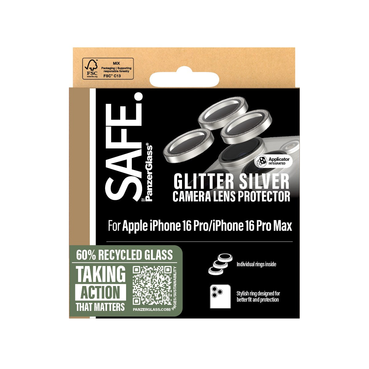 SAFE. by PanzerGlass® Kameraschutz Glitter Silber iPhone 16 Pro | 16 Pro Max
