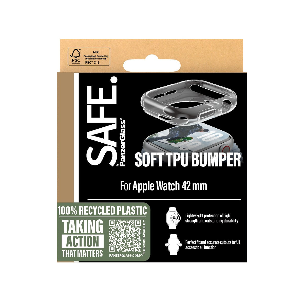 SAFE. by PanzerGlass® TPU Bumper Transparent Apple Watch Series 11 | 10 | 42mm