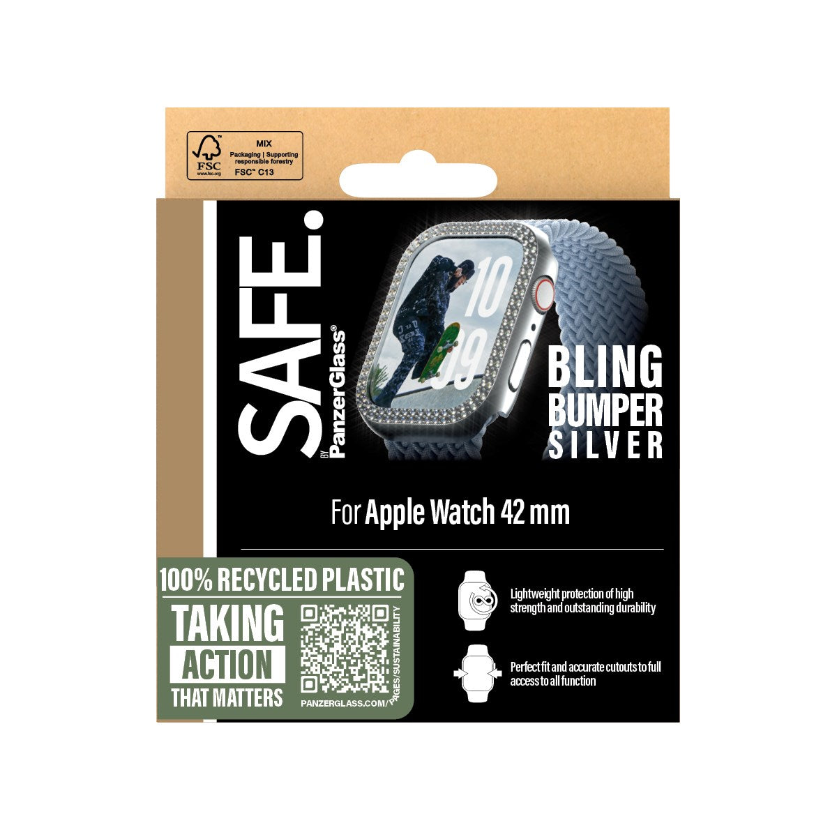 SAFE. by PanzerGlass® Bling Bumper Silber Apple Watch Series 11 | 10 | 42mm