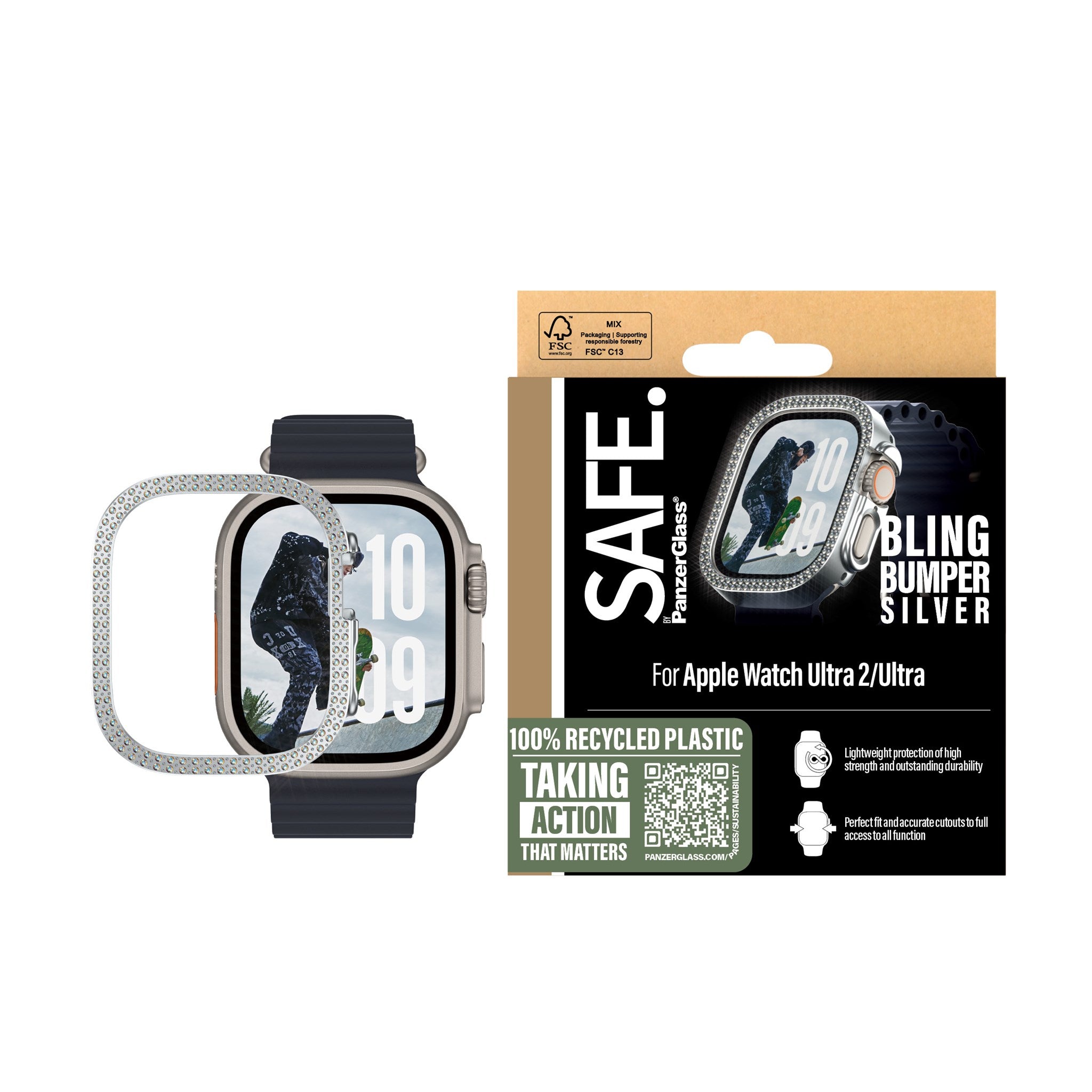 SAFE. by PanzerGlass® Bling Bumper Silber Apple Watch Ultra 3 | Ultra 2 | Ultra | 49mm