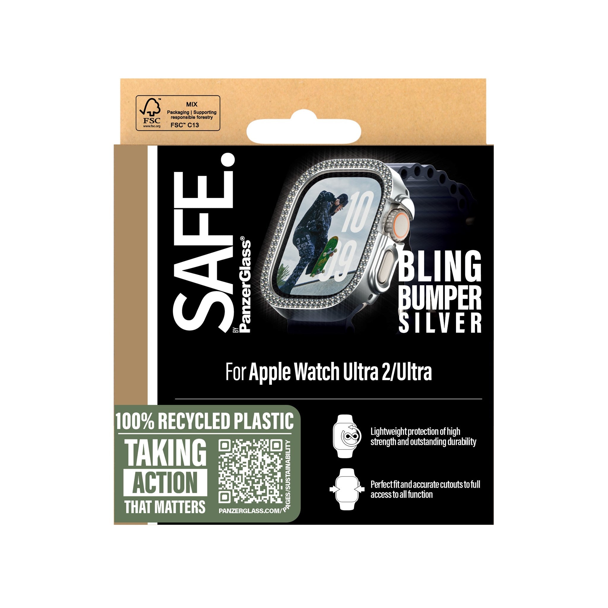 SAFE. by PanzerGlass® Bling Bumper Silber Apple Watch Ultra 3 | Ultra 2 | Ultra | 49mm