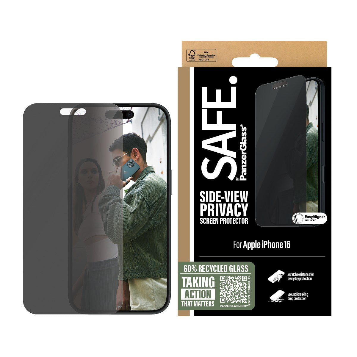 SAFE. by PanzerGlass® Privacy Displayschutz iPhone 16 | 15 | Ultra-Wide Fit