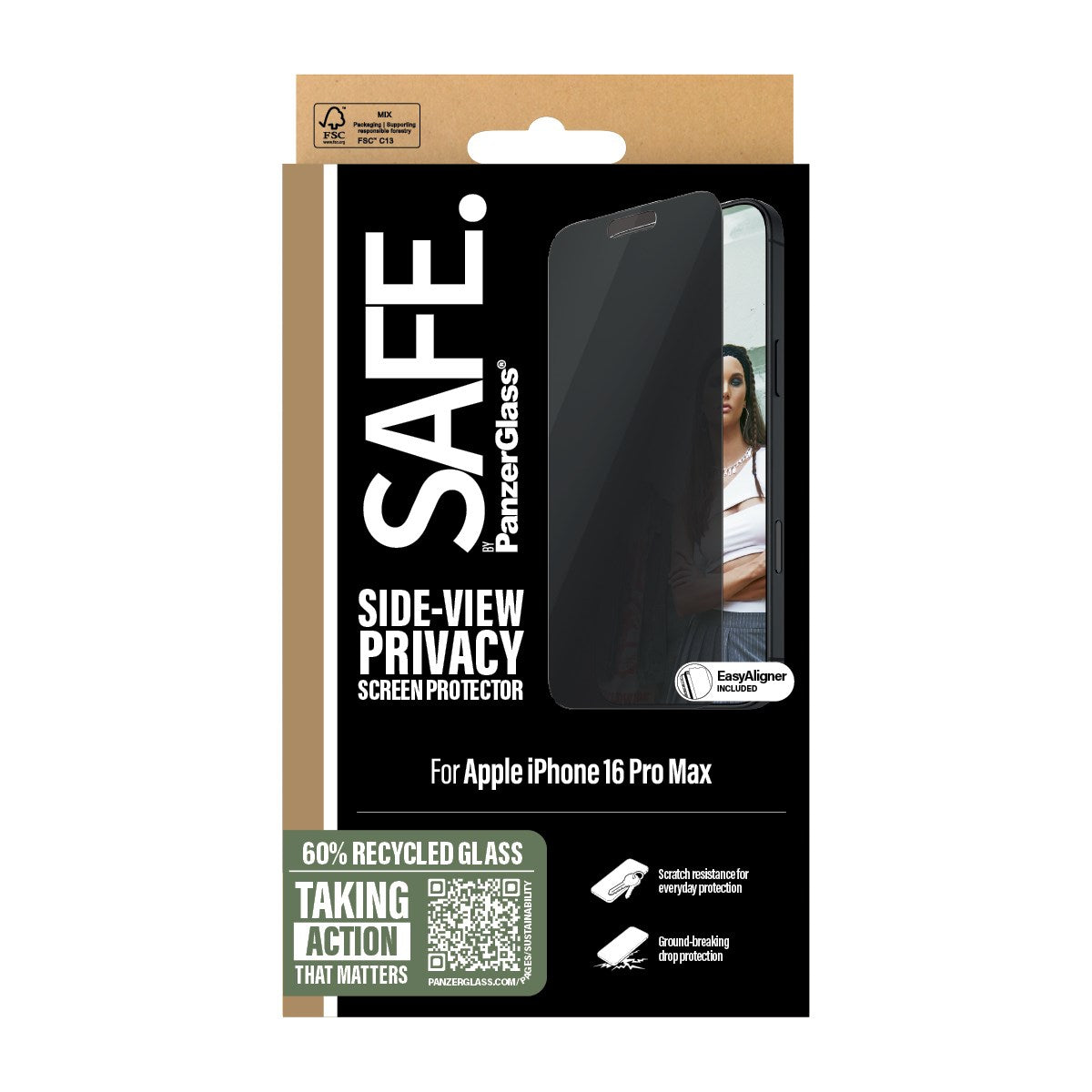 SAFE. by PanzerGlass® Privacy Displayschutz iPhone 16 Pro Max | Ultra-Wide Fit