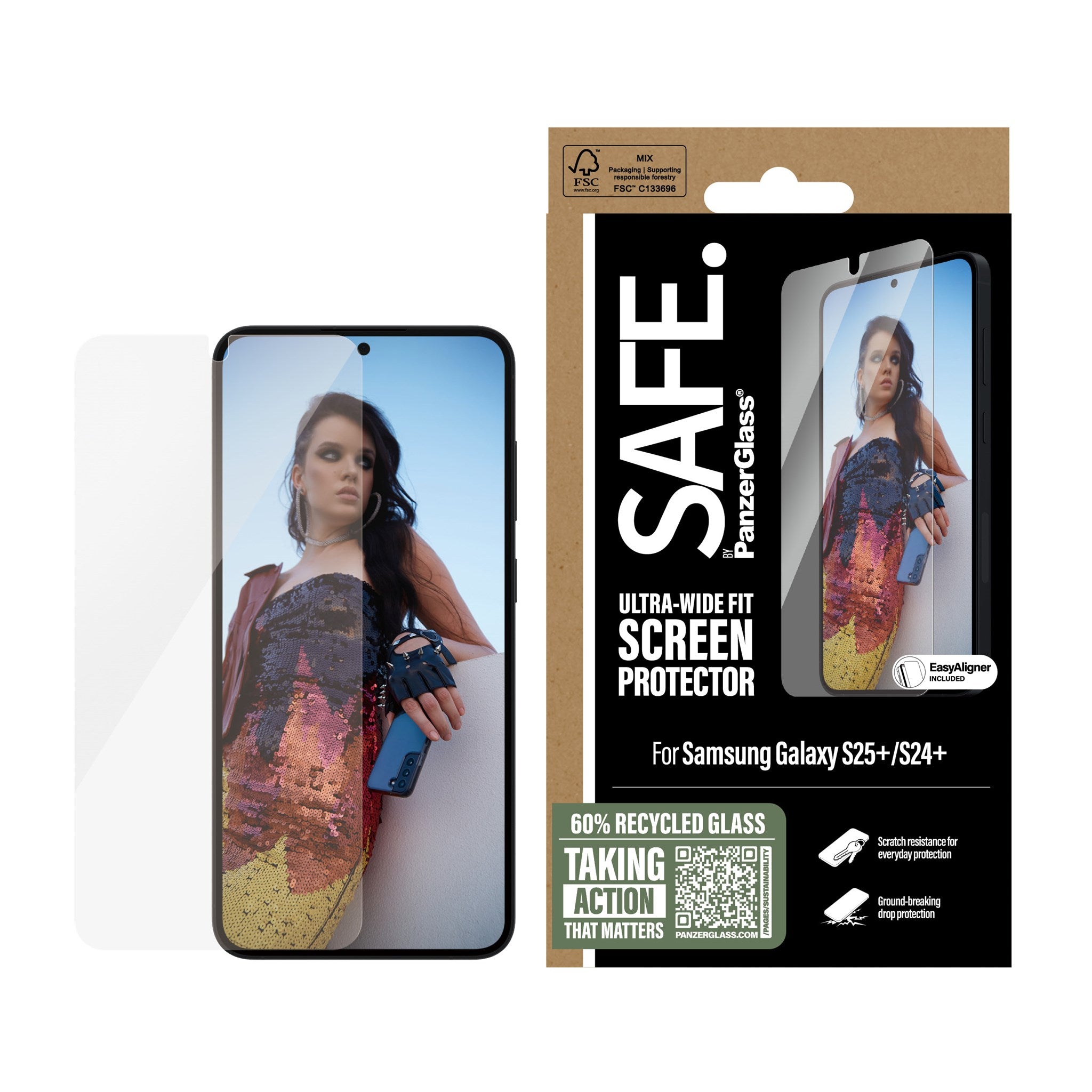 SAFE. by PanzerGlass® Displayschutz Samsung Galaxy S25+  | S24+ | Ultra-Wide Fit m. Aligner