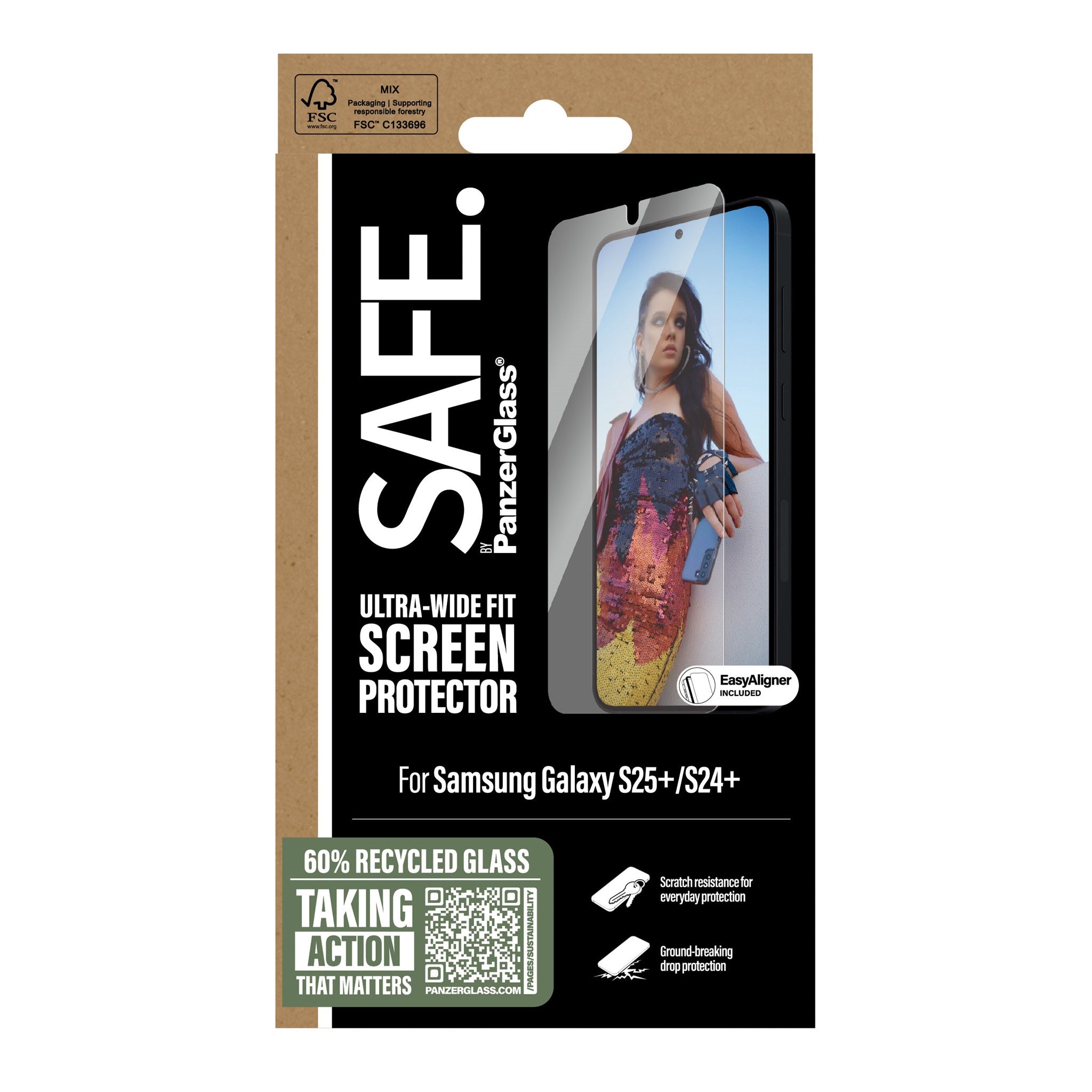 SAFE. by PanzerGlass® Displayschutz Samsung Galaxy S25+  | S24+ | Ultra-Wide Fit m. Aligner