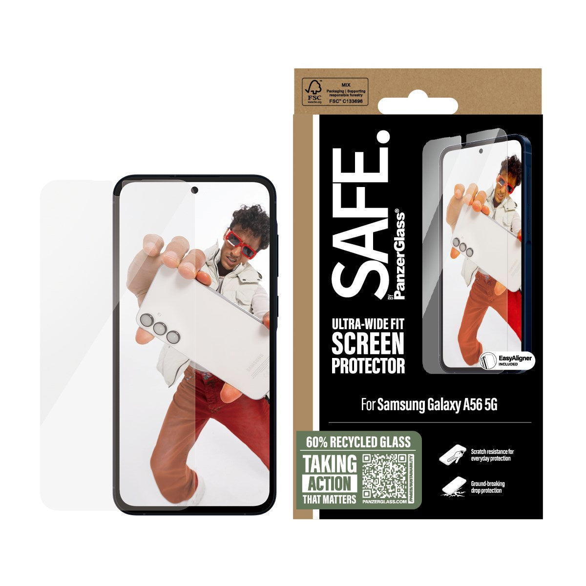 SAFE. by PanzerGlass® Displayschutz Samsung Galaxy A56 5G | Ultra-Wide Fit w. Aligner